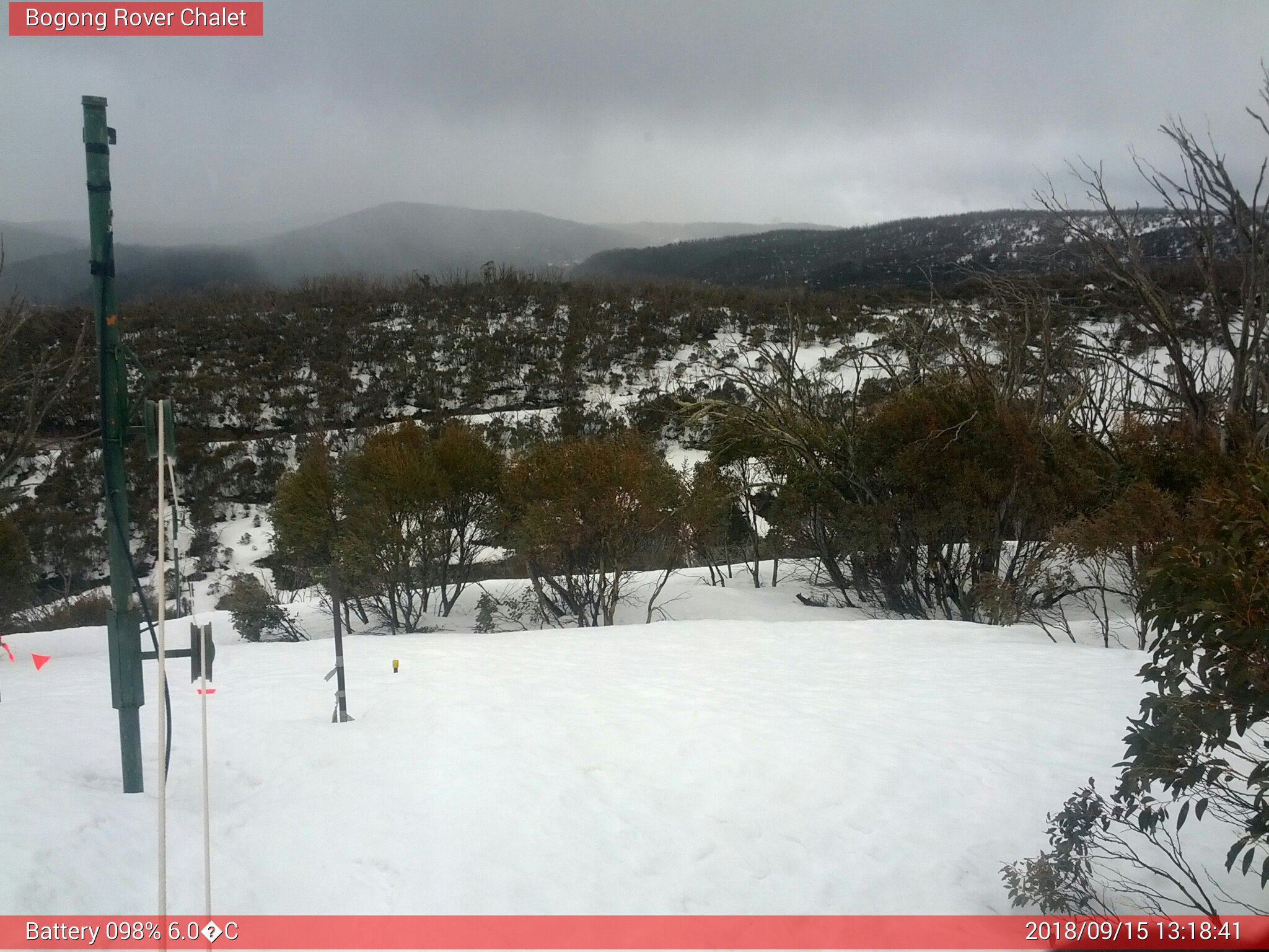 Bogong Web Cam 1:18pm Saturday 15th of September 2018