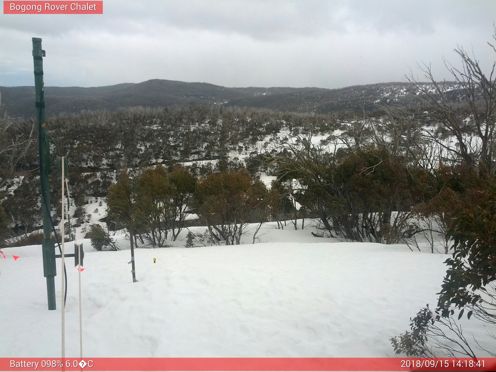 Bogong Web Cam 2:18pm Saturday 15th of September 2018