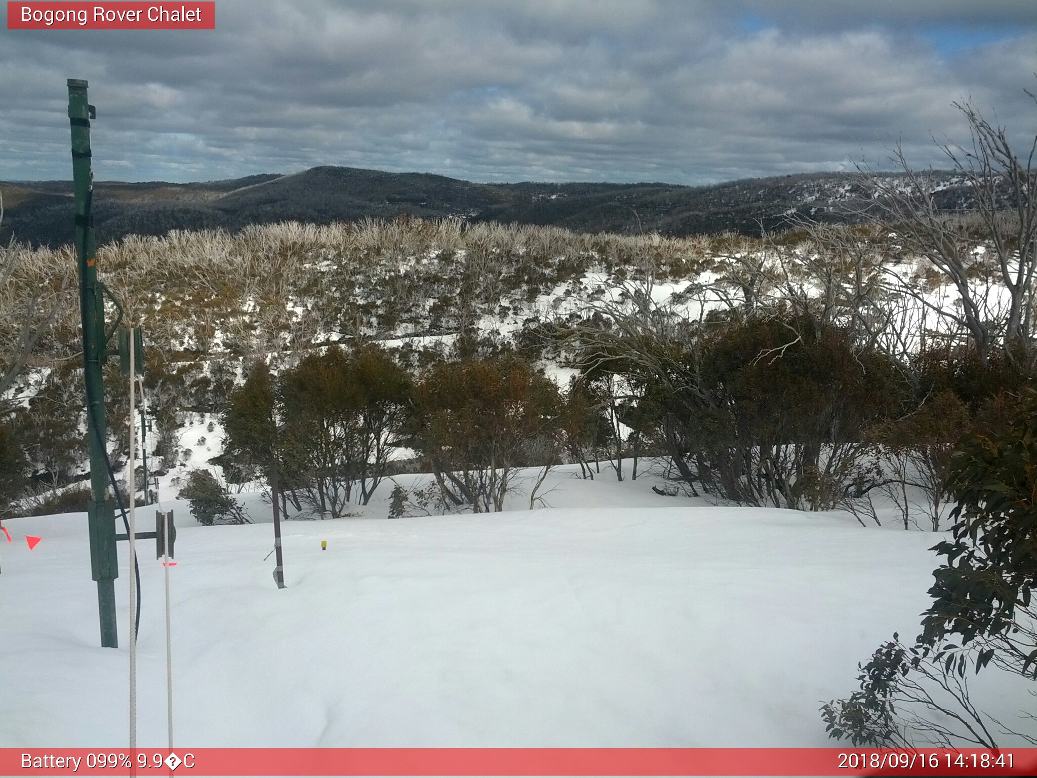 Bogong Web Cam 2:18pm Sunday 16th of September 2018