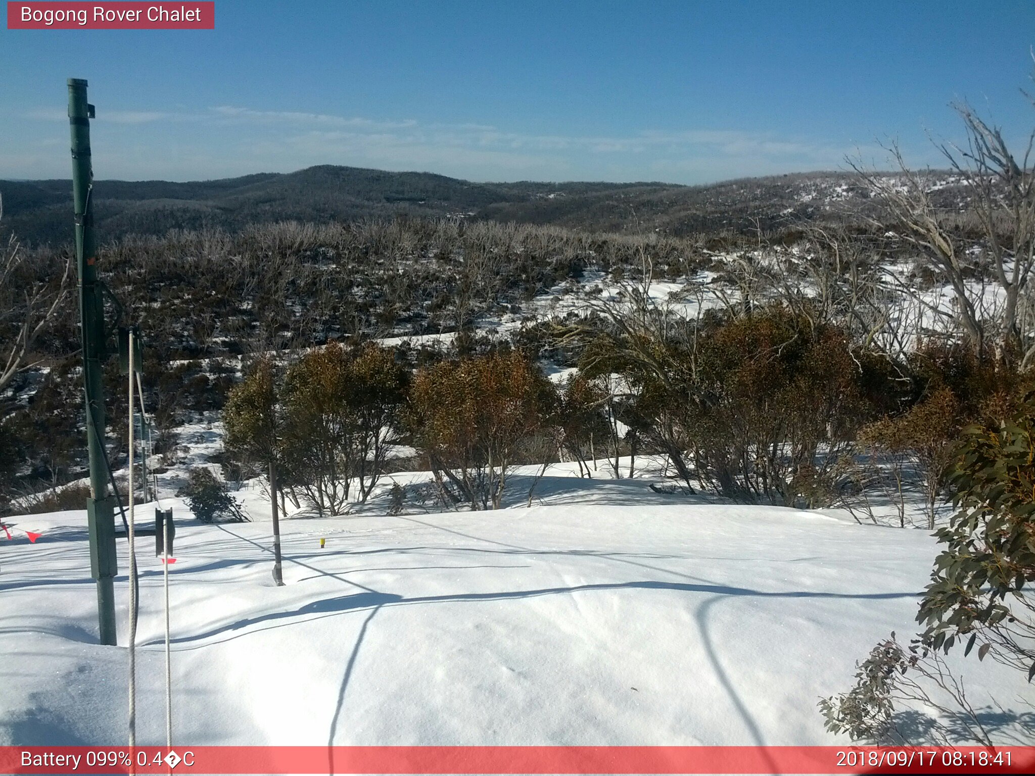 Bogong Web Cam 8:18am Monday 17th of September 2018