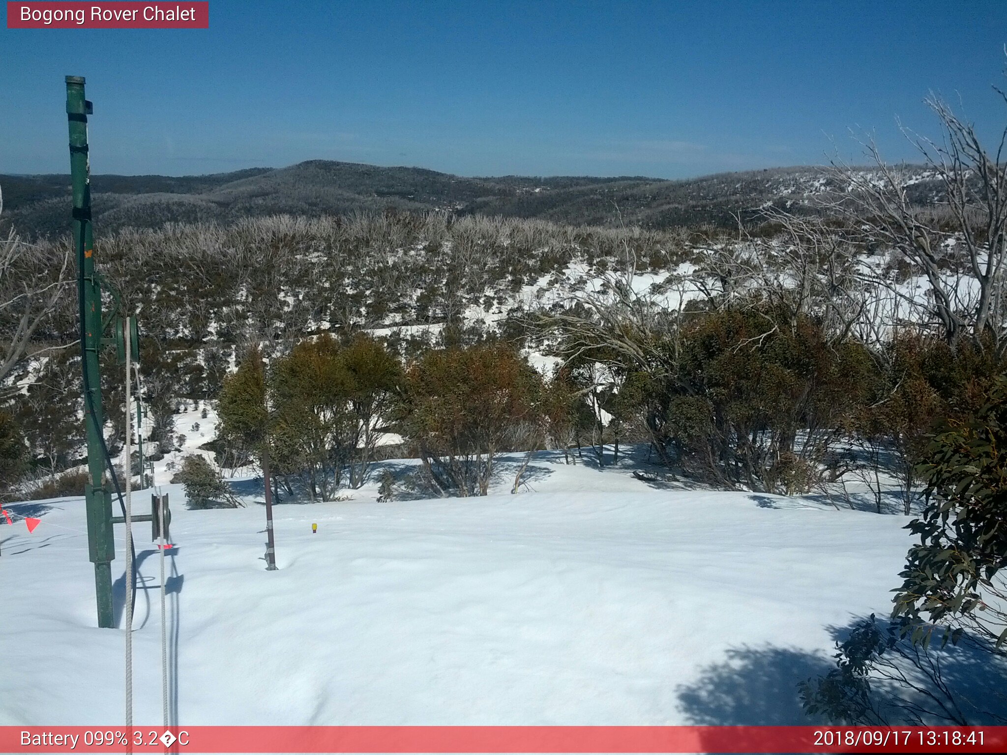 Bogong Web Cam 1:18pm Monday 17th of September 2018