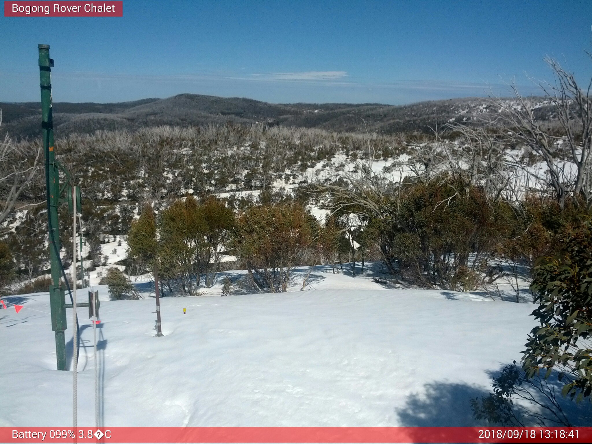 Bogong Web Cam 1:18pm Tuesday 18th of September 2018