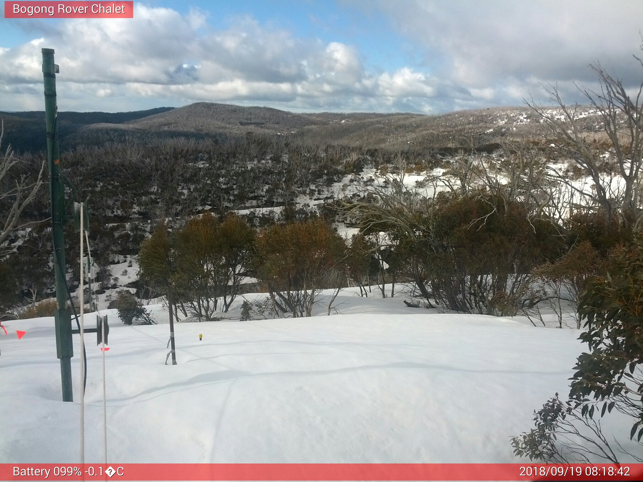 Bogong Web Cam 8:18am Wednesday 19th of September 2018