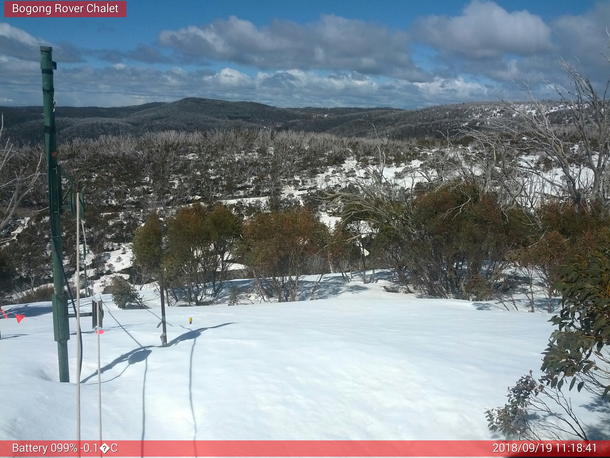 Bogong Web Cam 11:18am Wednesday 19th of September 2018