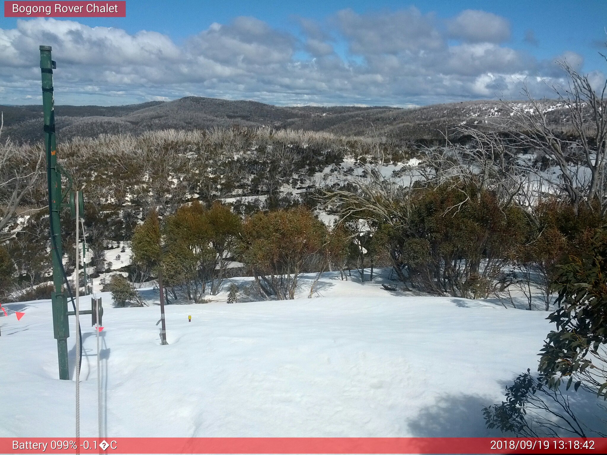 Bogong Web Cam 1:18pm Wednesday 19th of September 2018