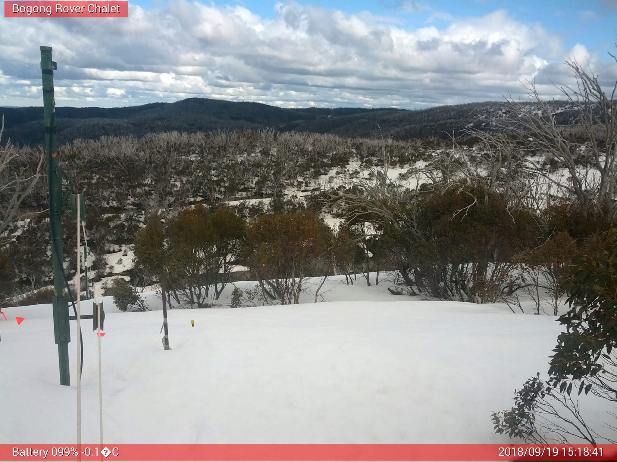 Bogong Web Cam 3:18pm Wednesday 19th of September 2018