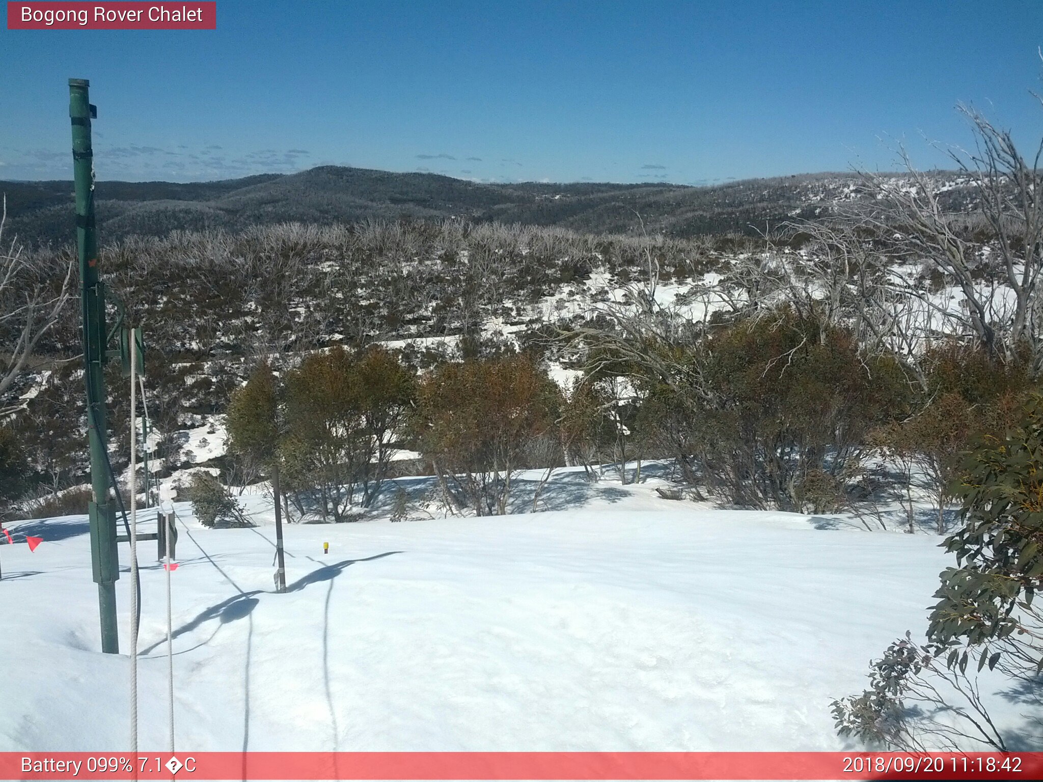 Bogong Web Cam 11:18am Thursday 20th of September 2018