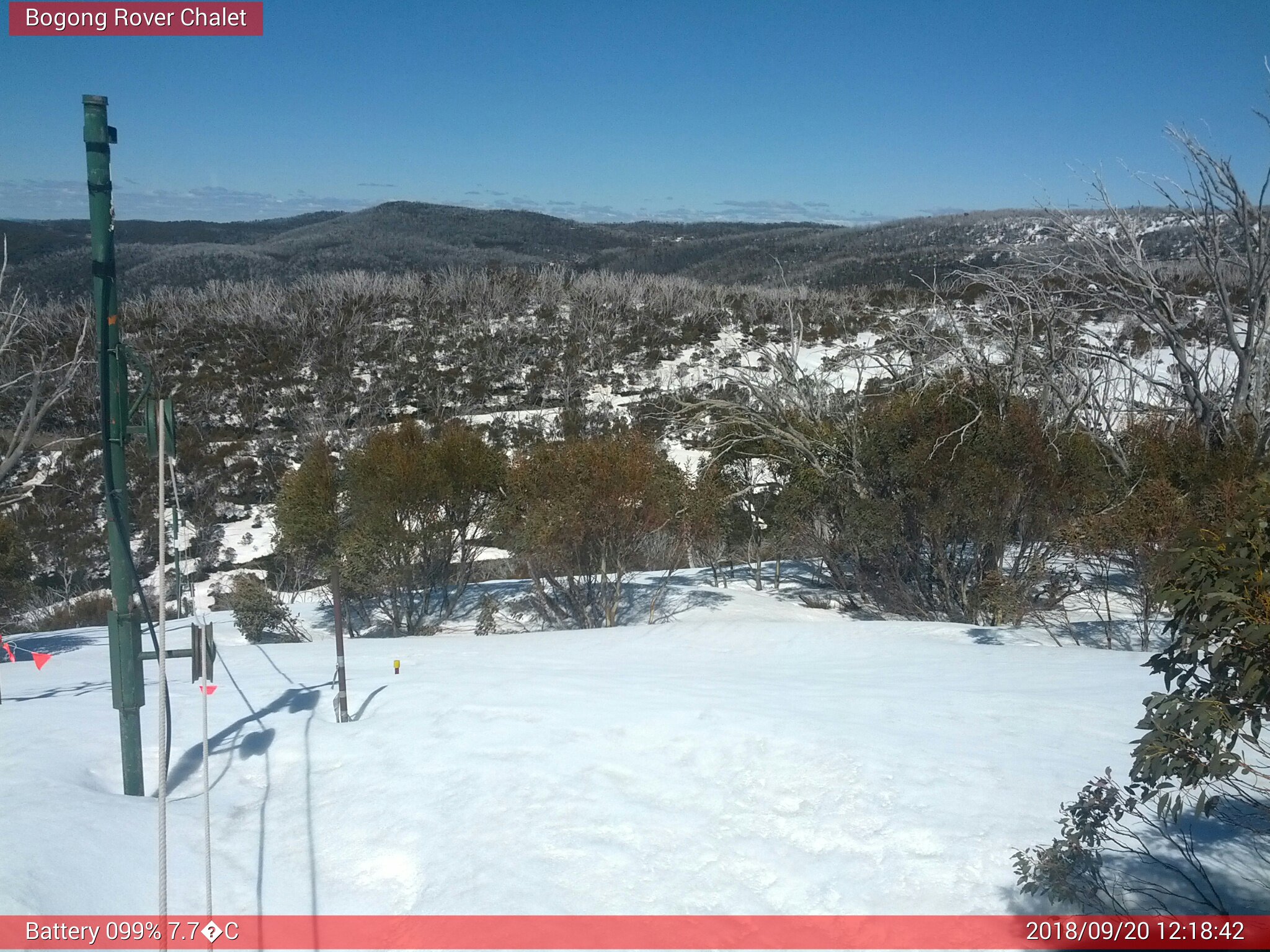 Bogong Web Cam 12:18pm Thursday 20th of September 2018