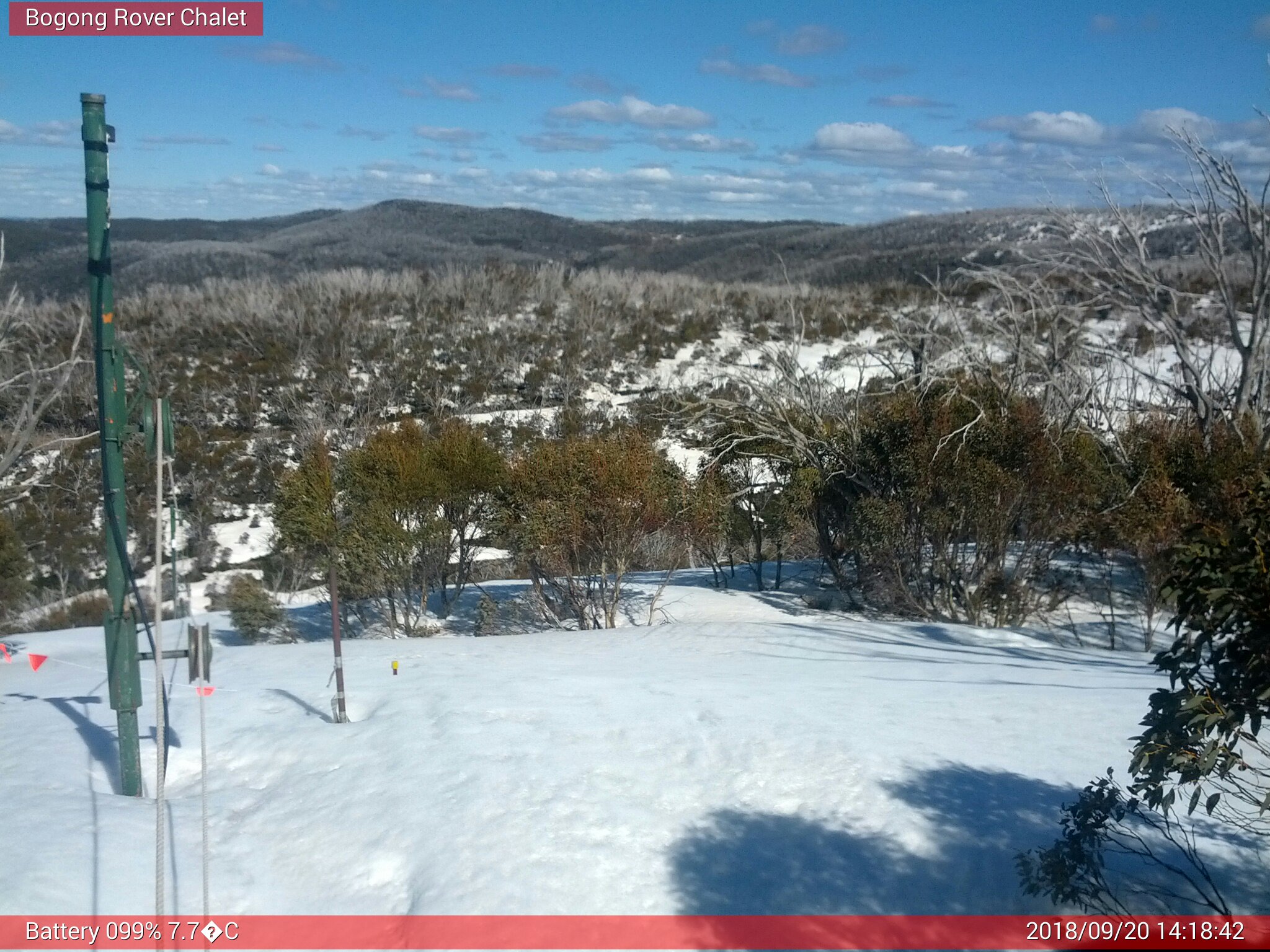 Bogong Web Cam 2:18pm Thursday 20th of September 2018