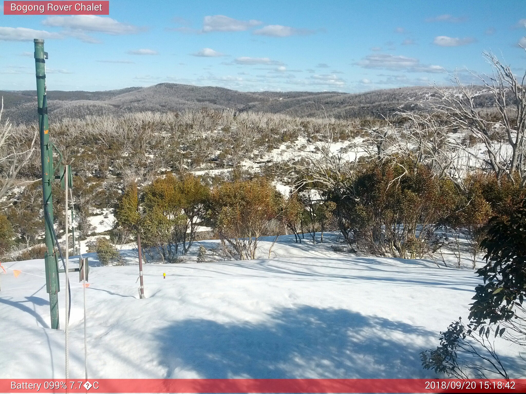 Bogong Web Cam 3:18pm Thursday 20th of September 2018