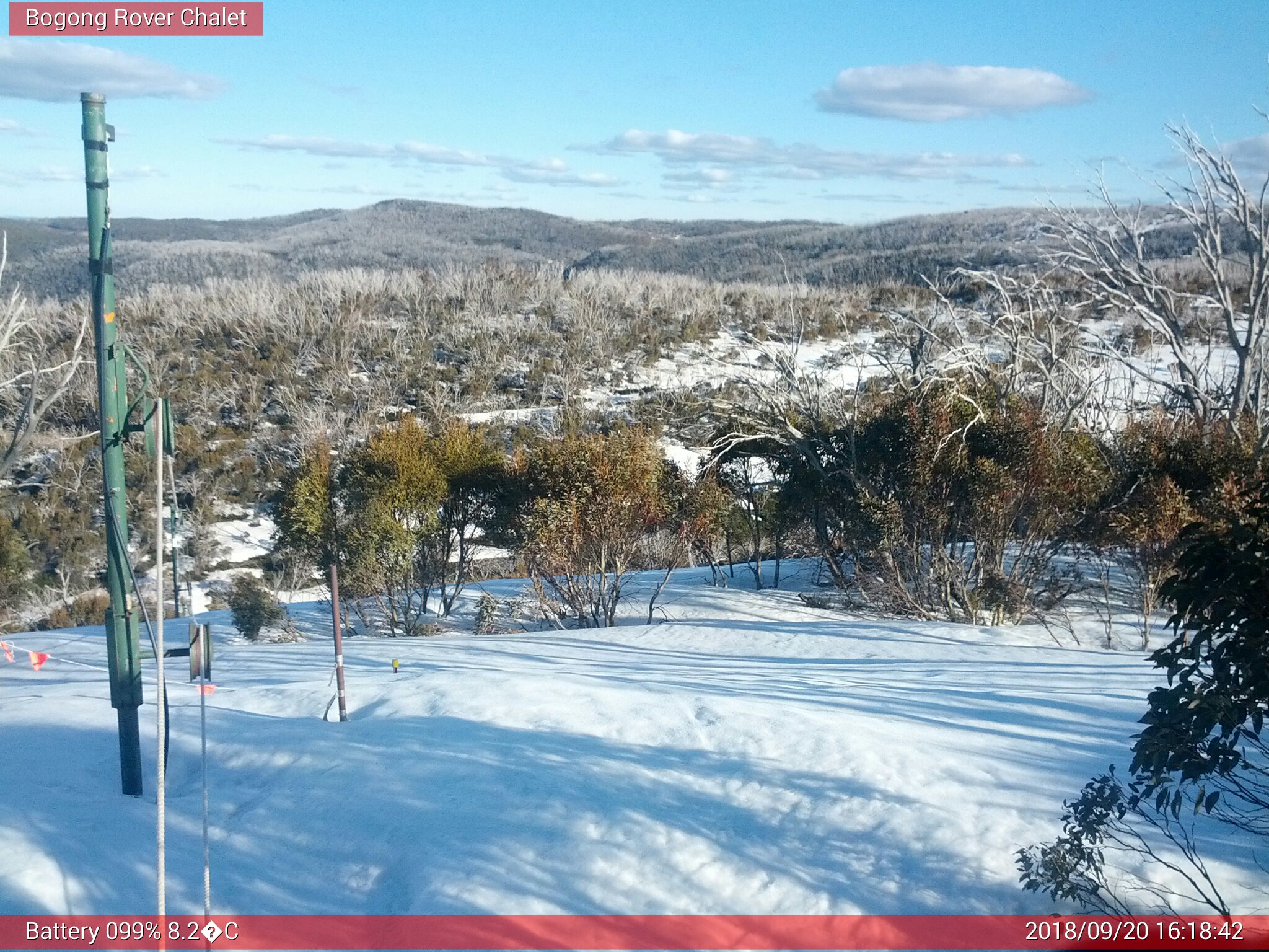 Bogong Web Cam 4:18pm Thursday 20th of September 2018