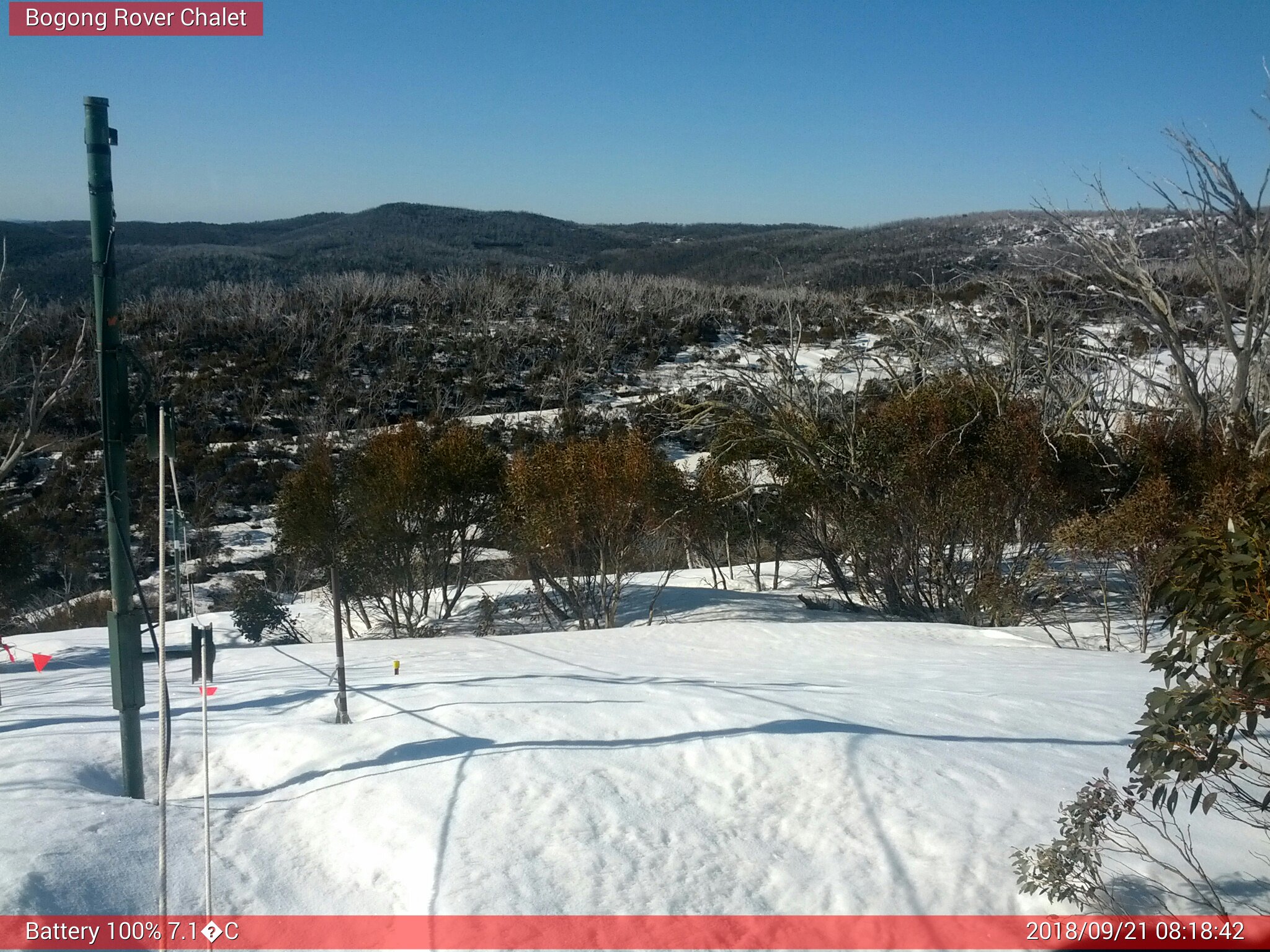 Bogong Web Cam 8:18am Friday 21st of September 2018