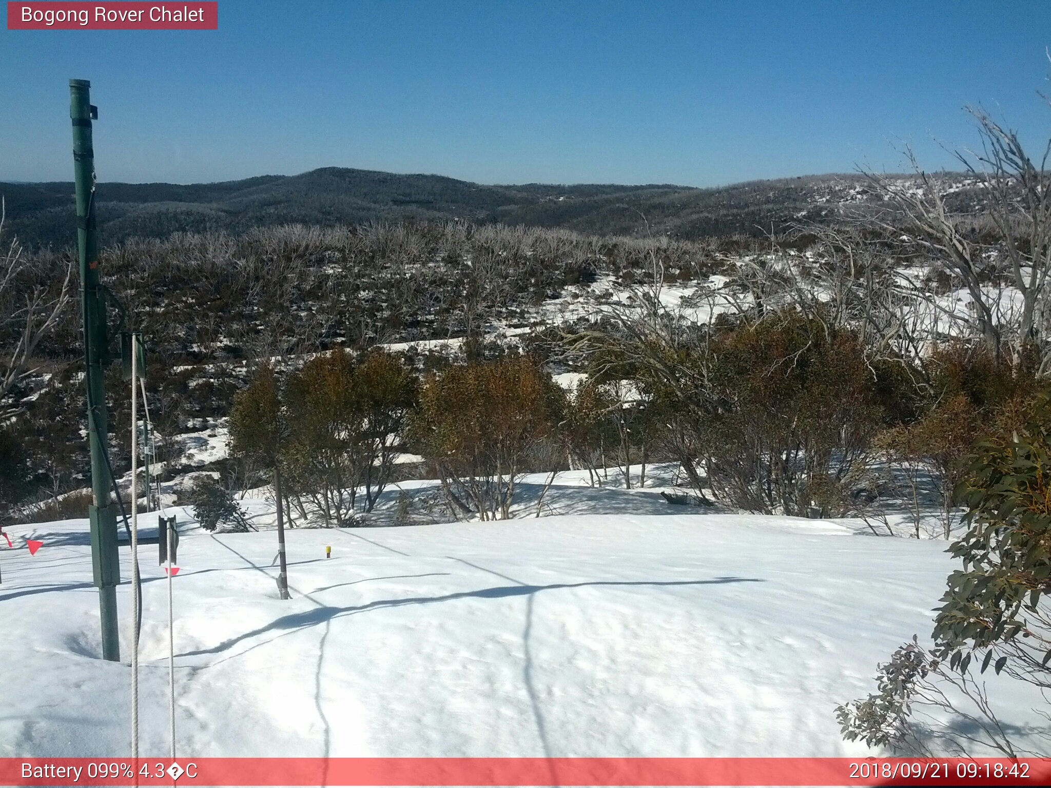 Bogong Web Cam 9:18am Friday 21st of September 2018