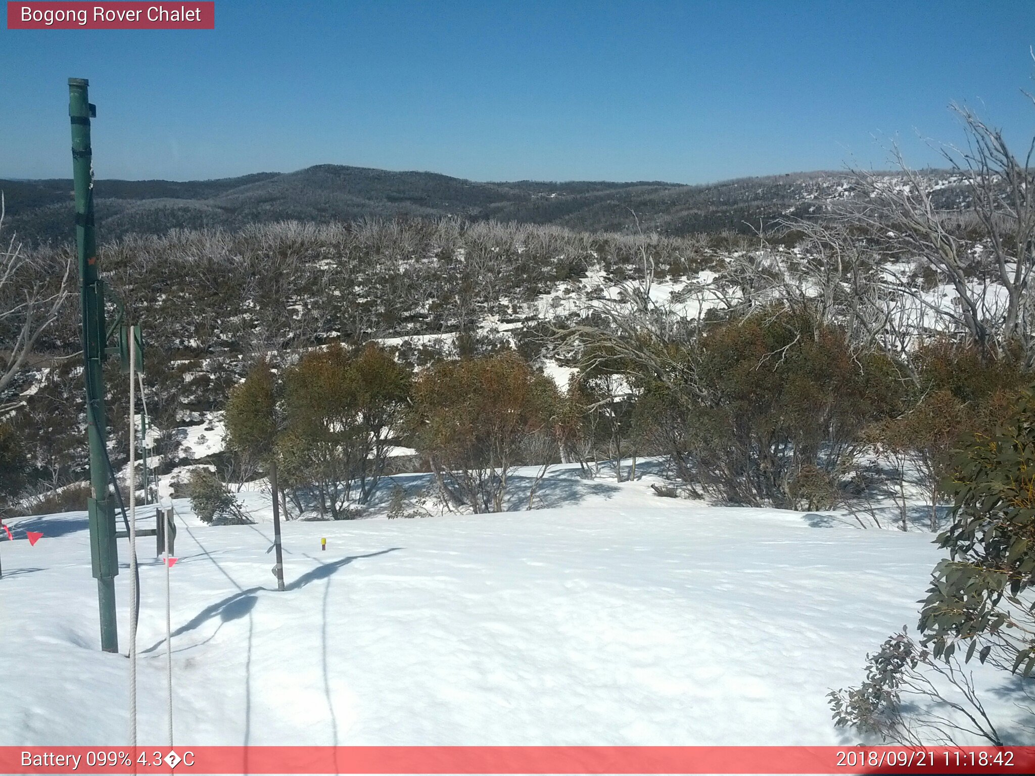 Bogong Web Cam 11:18am Friday 21st of September 2018