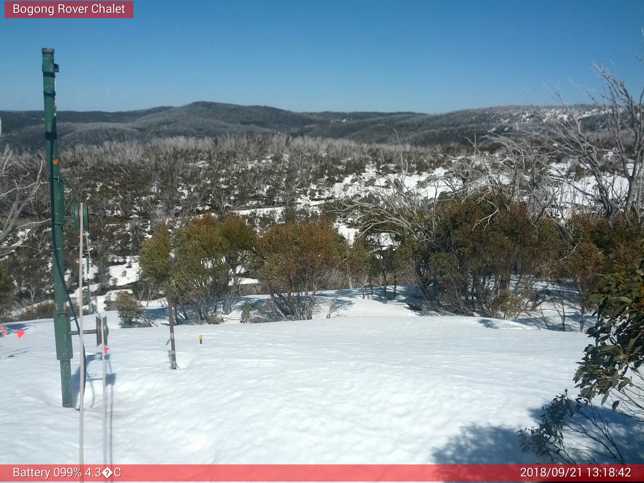 Bogong Web Cam 1:18pm Friday 21st of September 2018