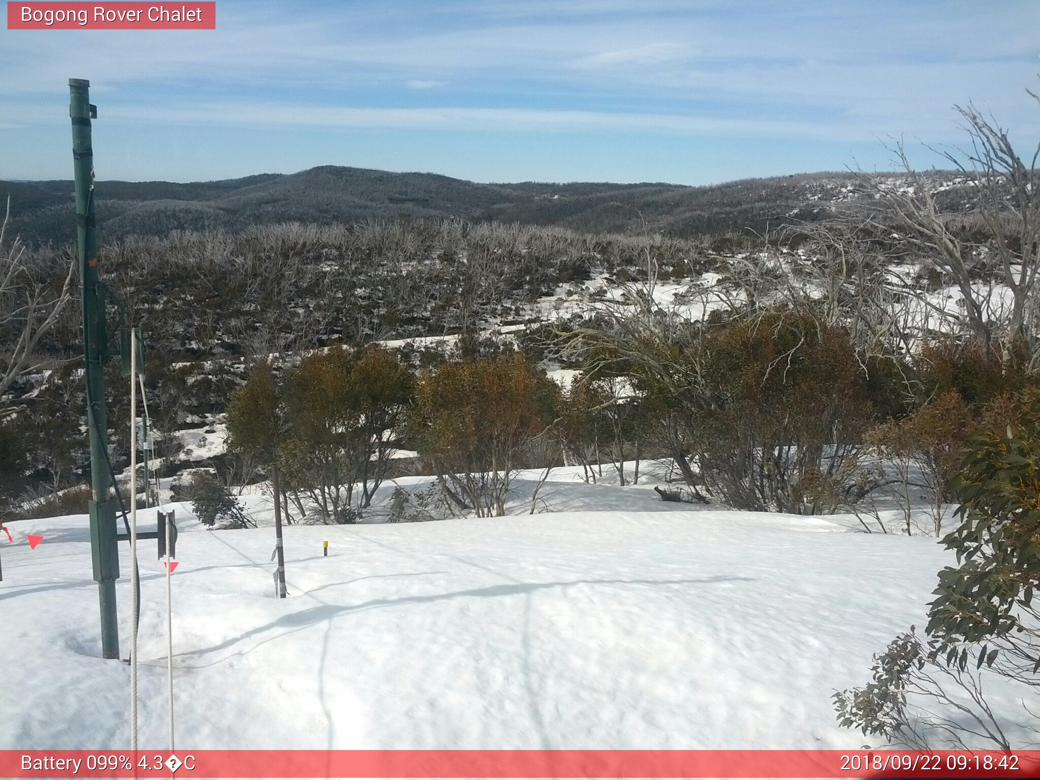 Bogong Web Cam 9:18am Saturday 22nd of September 2018