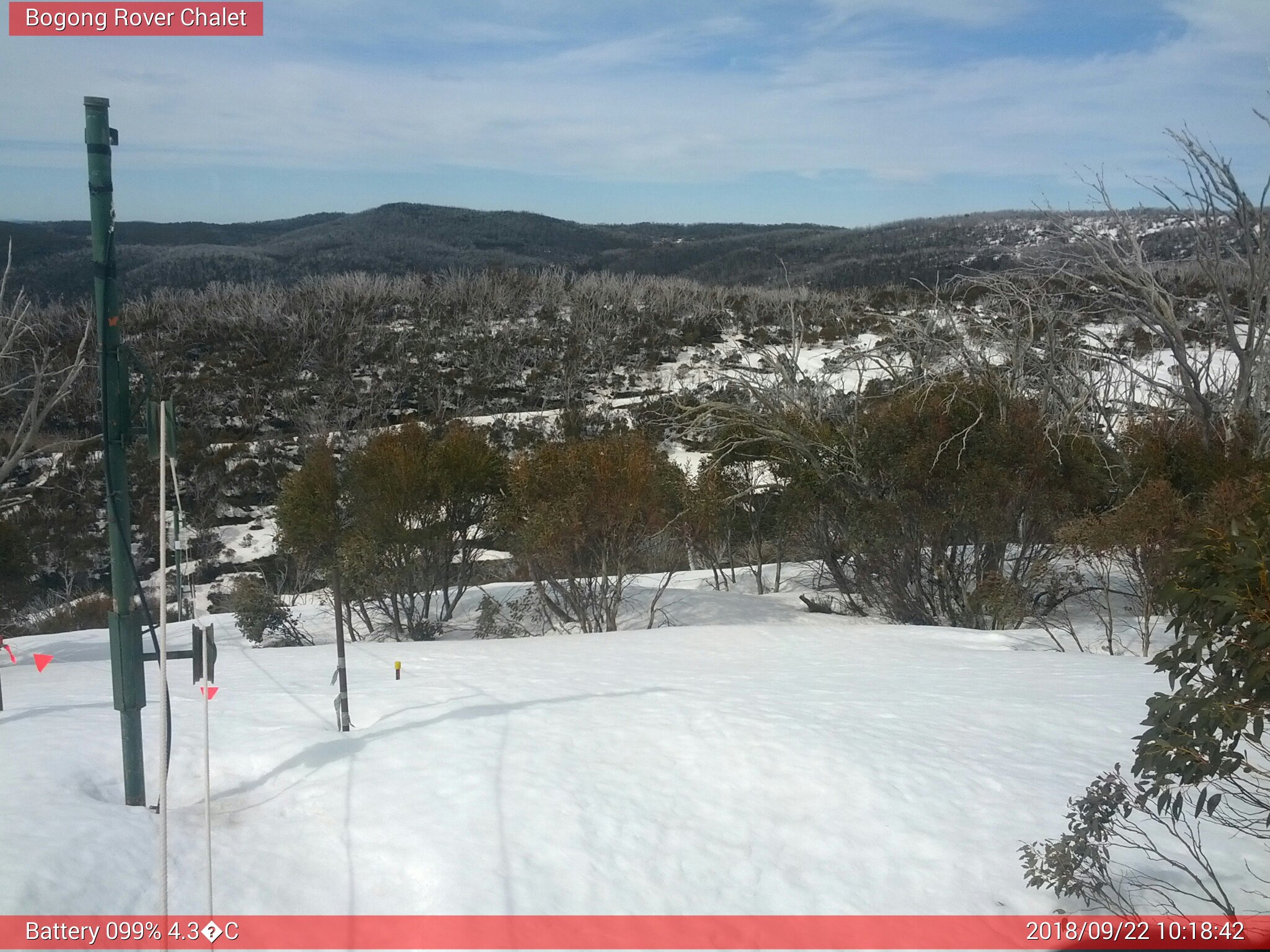 Bogong Web Cam 10:18am Saturday 22nd of September 2018