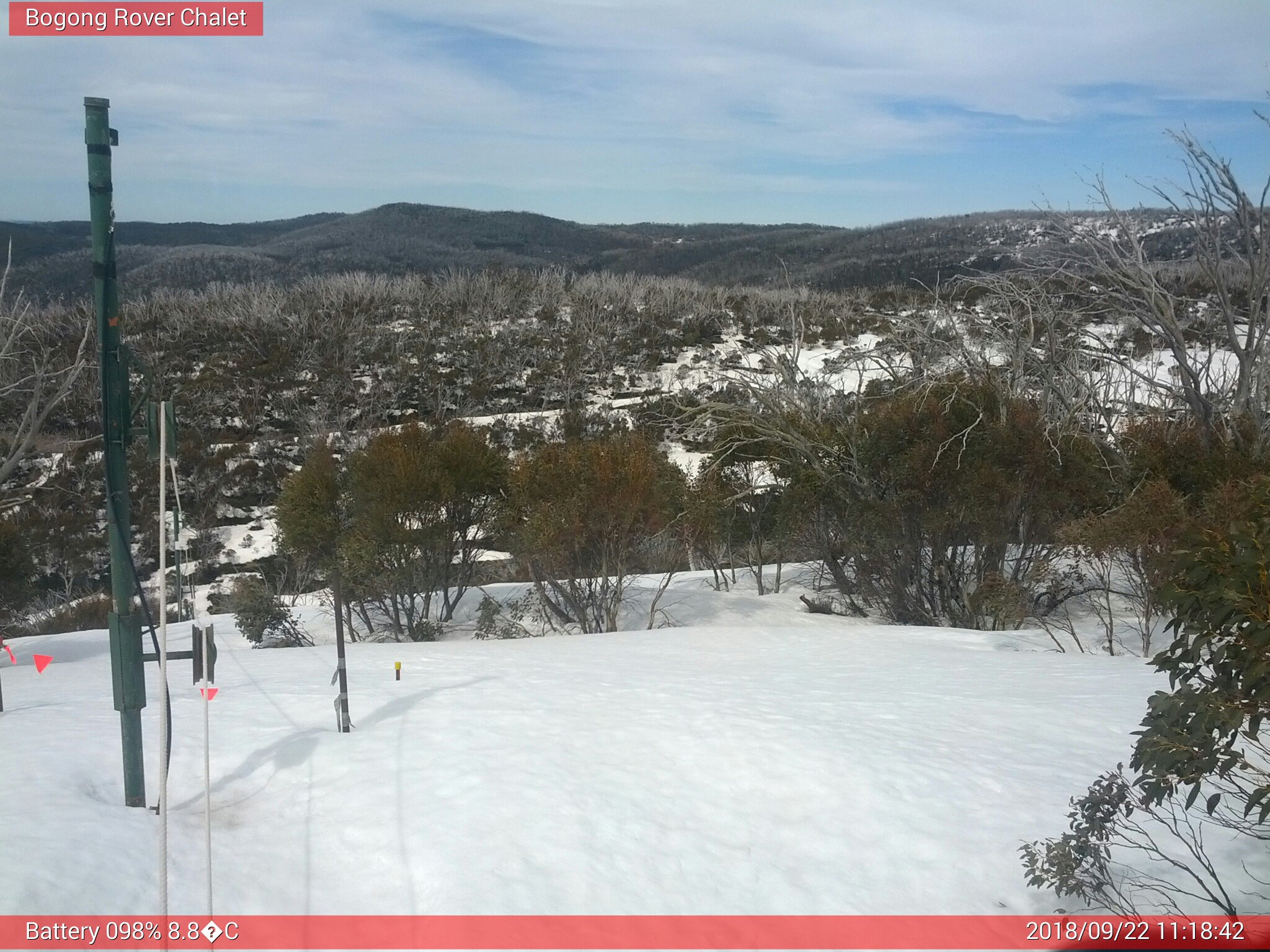 Bogong Web Cam 11:18am Saturday 22nd of September 2018