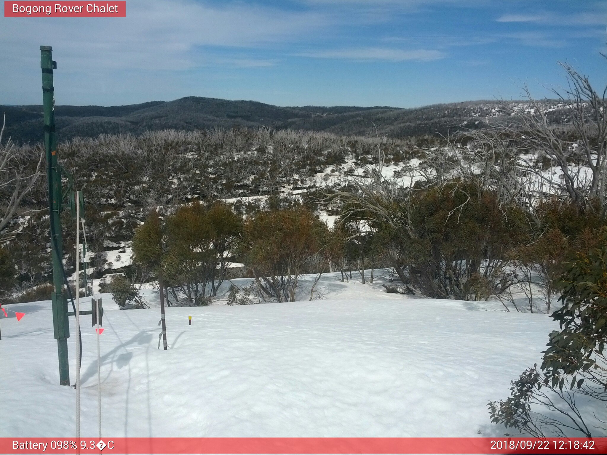 Bogong Web Cam 12:18pm Saturday 22nd of September 2018