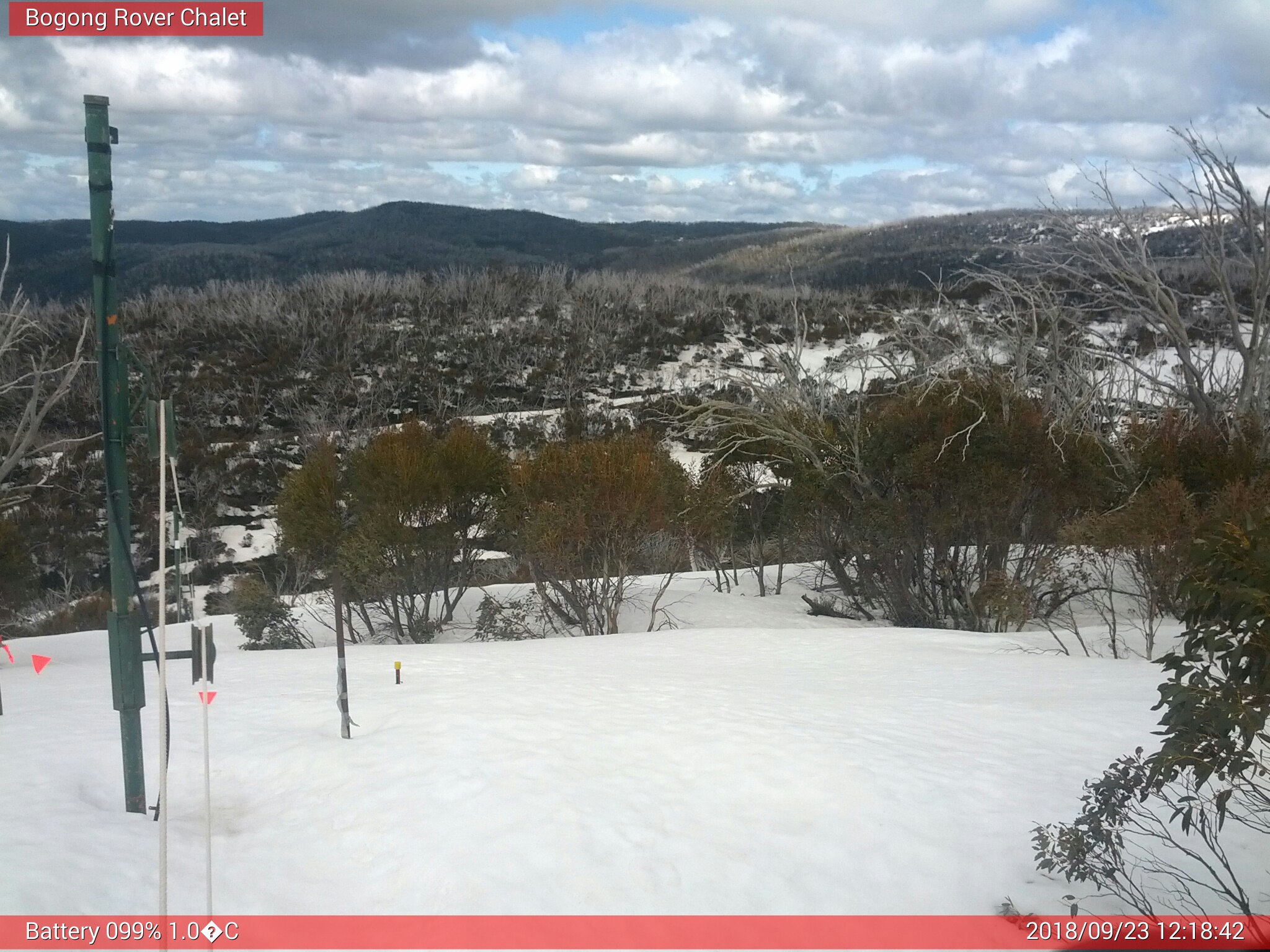 Bogong Web Cam 12:18pm Sunday 23rd of September 2018