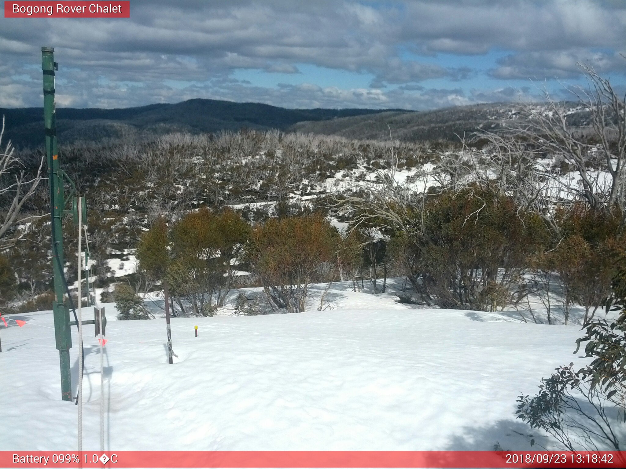 Bogong Web Cam 1:18pm Sunday 23rd of September 2018