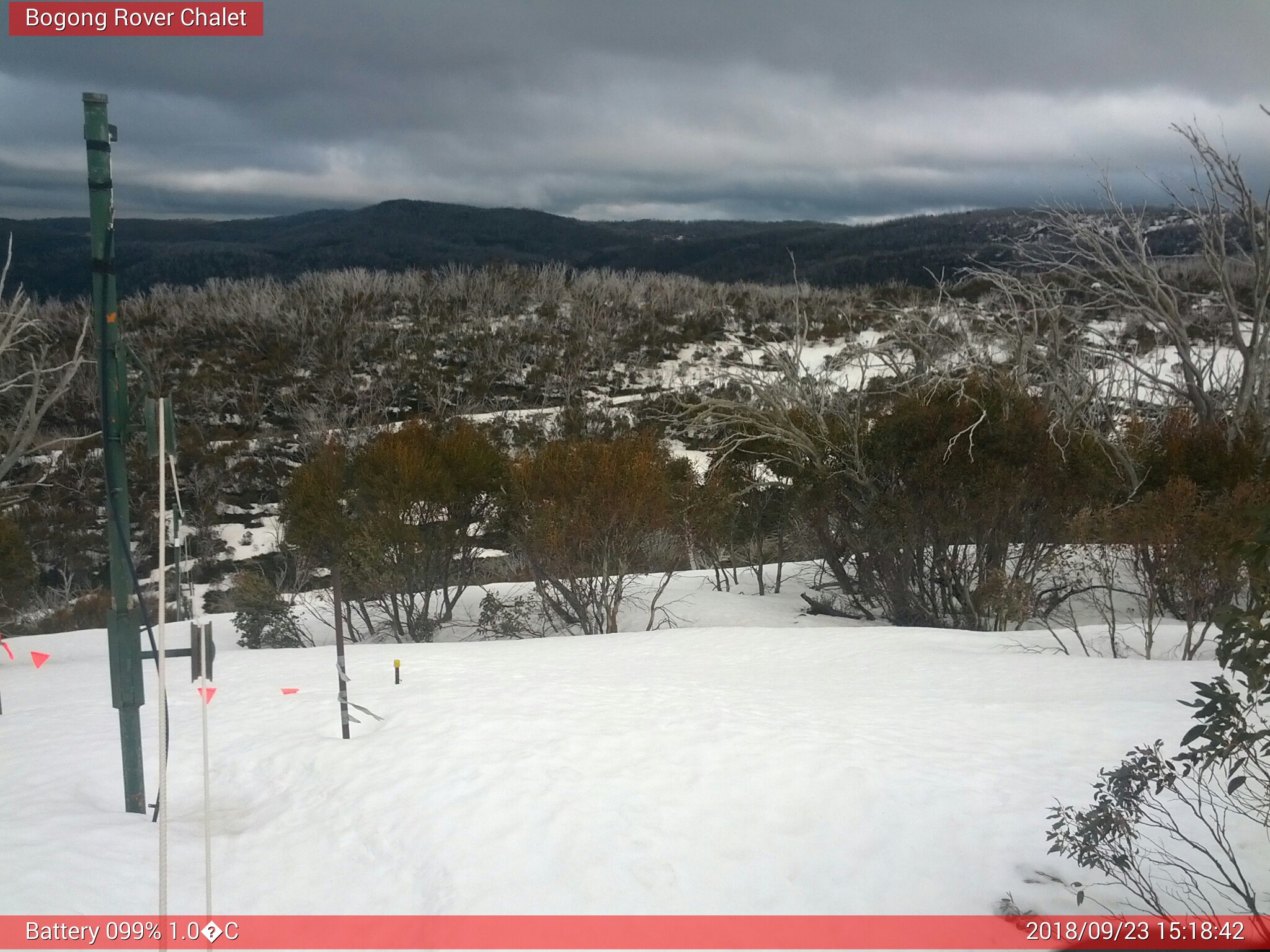 Bogong Web Cam 3:18pm Sunday 23rd of September 2018