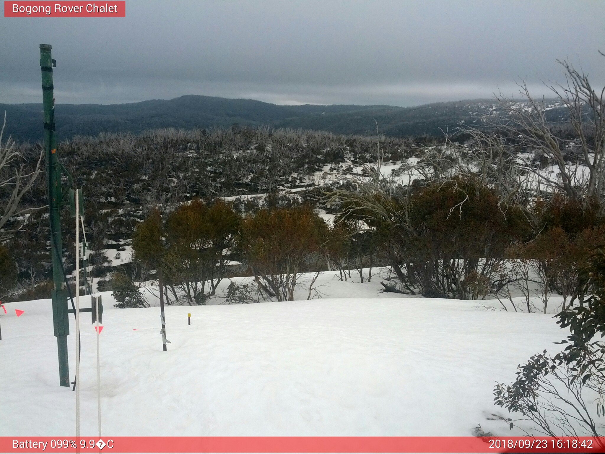 Bogong Web Cam 4:18pm Sunday 23rd of September 2018