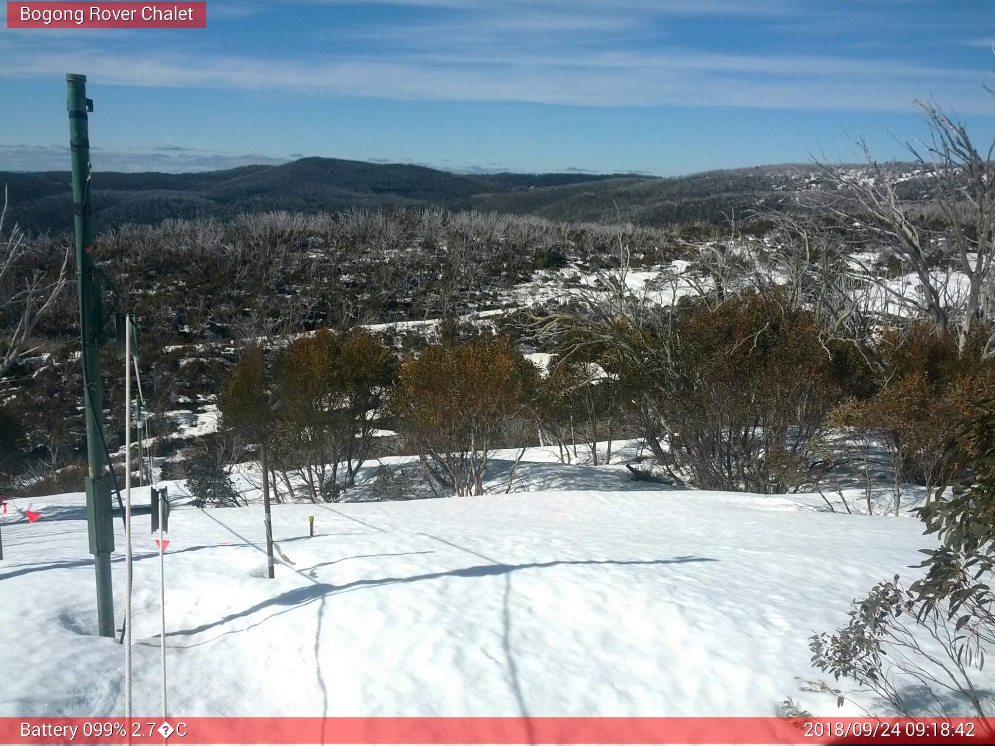 Bogong Web Cam 9:18am Monday 24th of September 2018