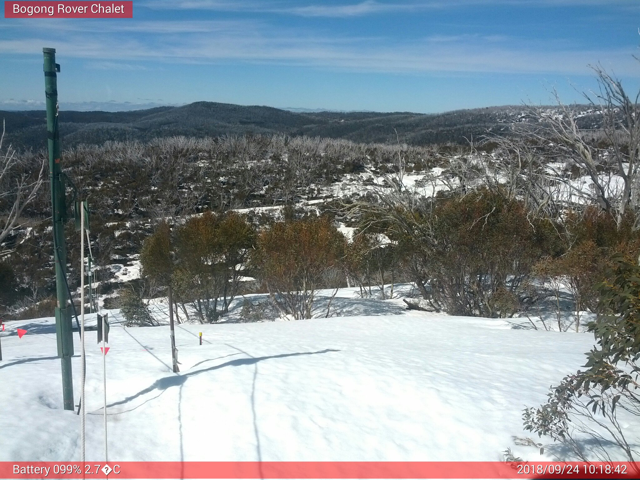 Bogong Web Cam 10:18am Monday 24th of September 2018