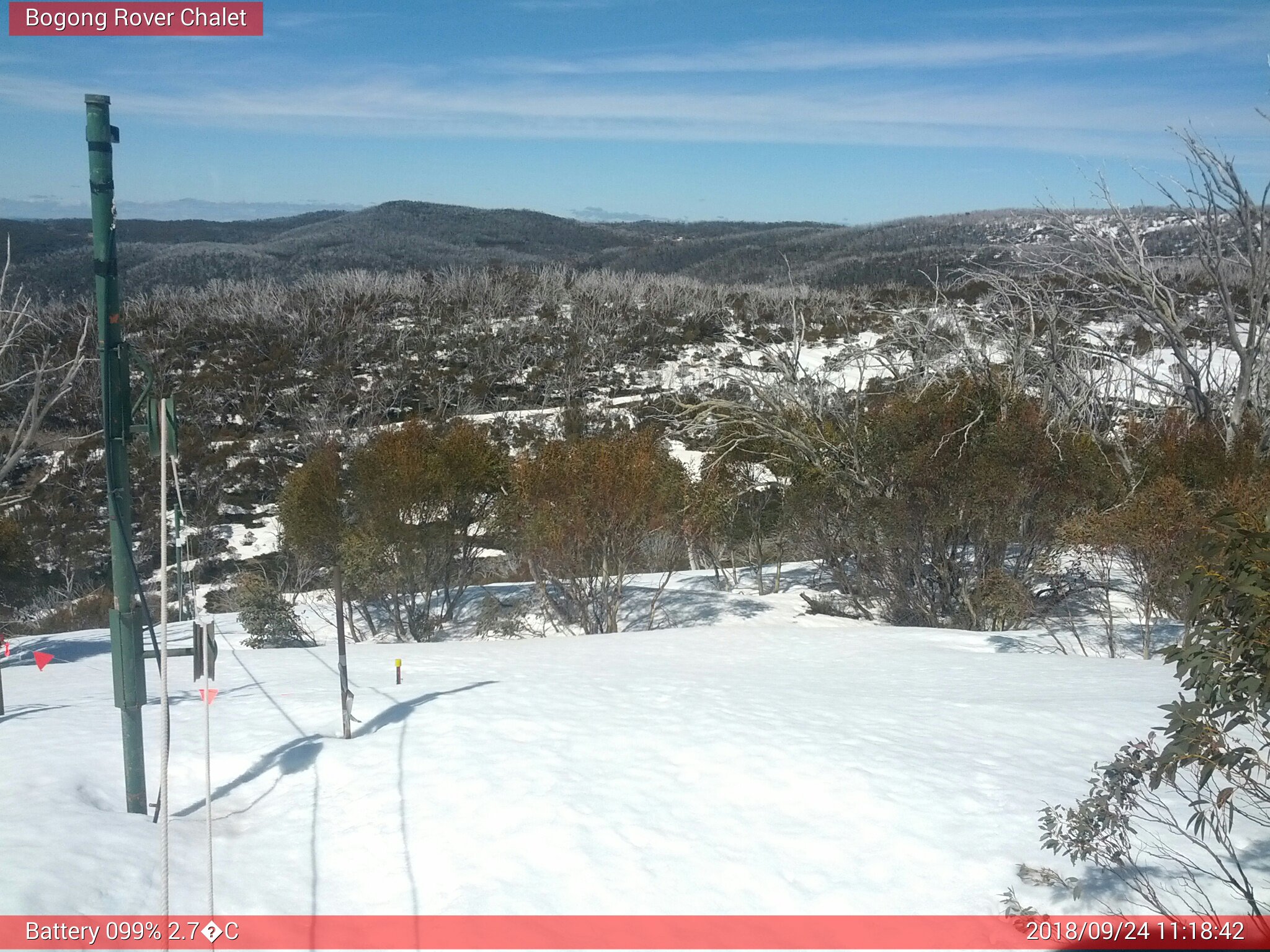 Bogong Web Cam 11:18am Monday 24th of September 2018