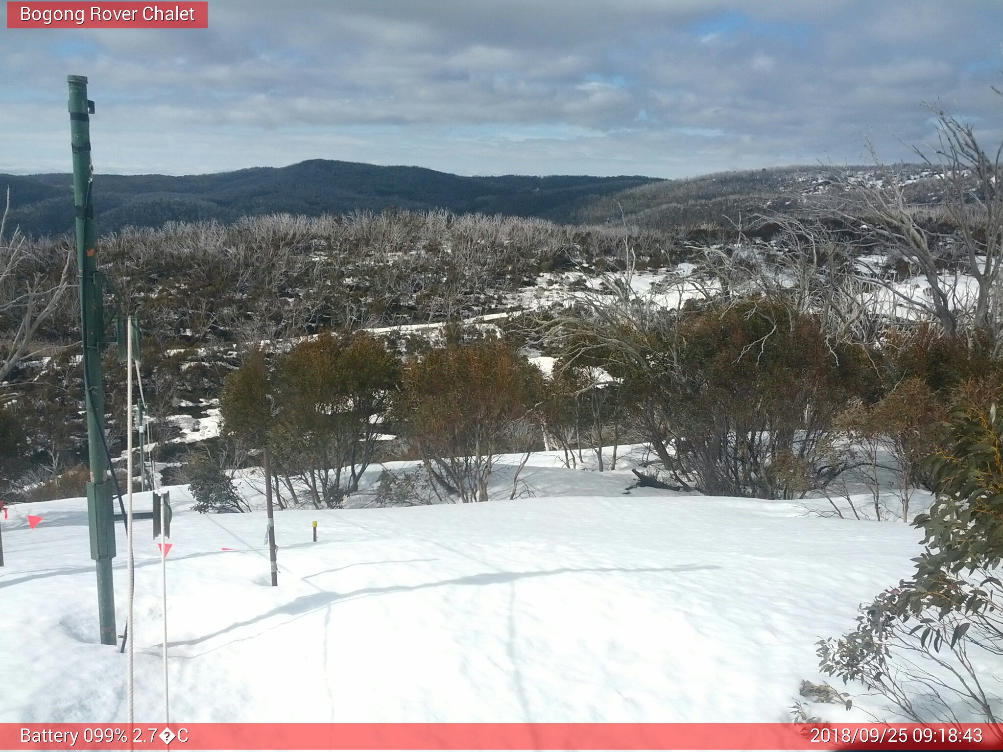 Bogong Web Cam 9:18am Tuesday 25th of September 2018