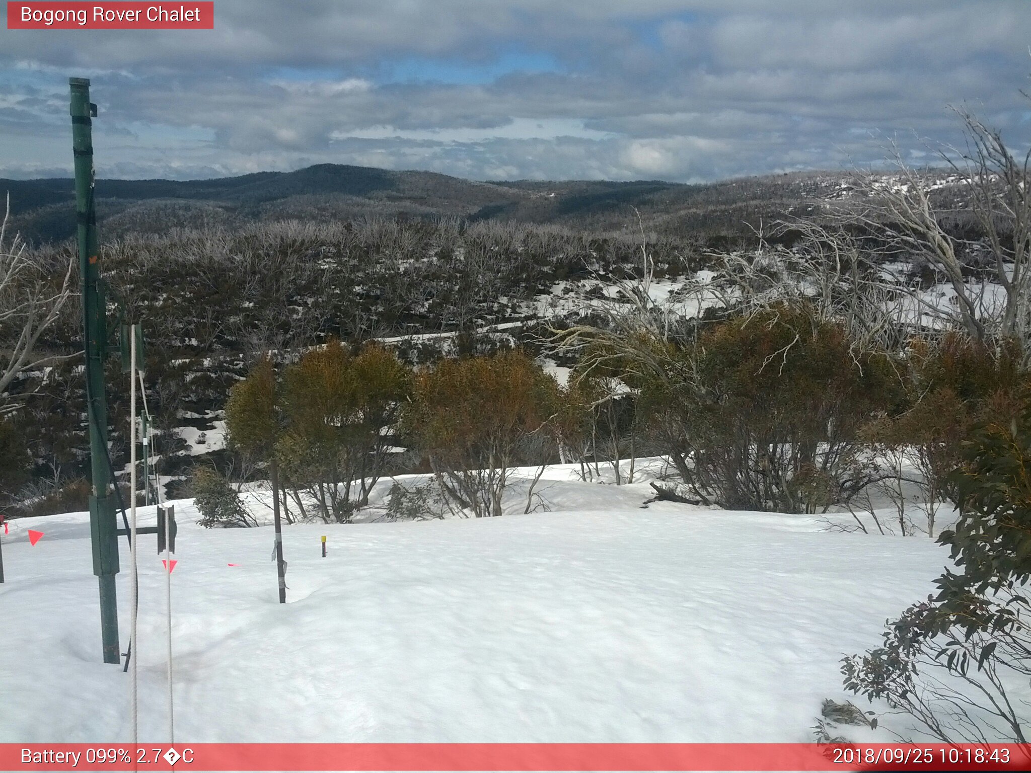 Bogong Web Cam 10:18am Tuesday 25th of September 2018