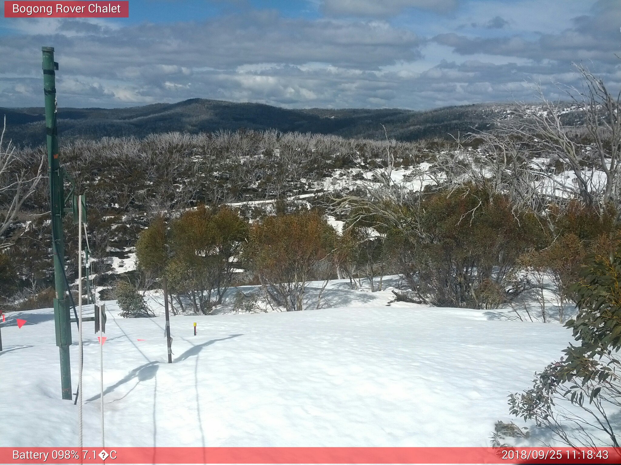 Bogong Web Cam 11:18am Tuesday 25th of September 2018