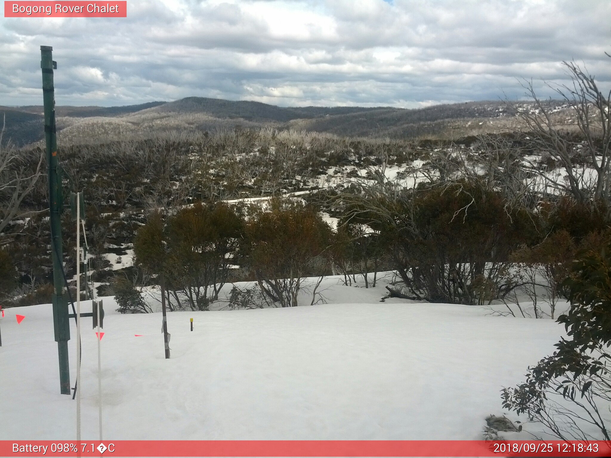 Bogong Web Cam 12:18pm Tuesday 25th of September 2018