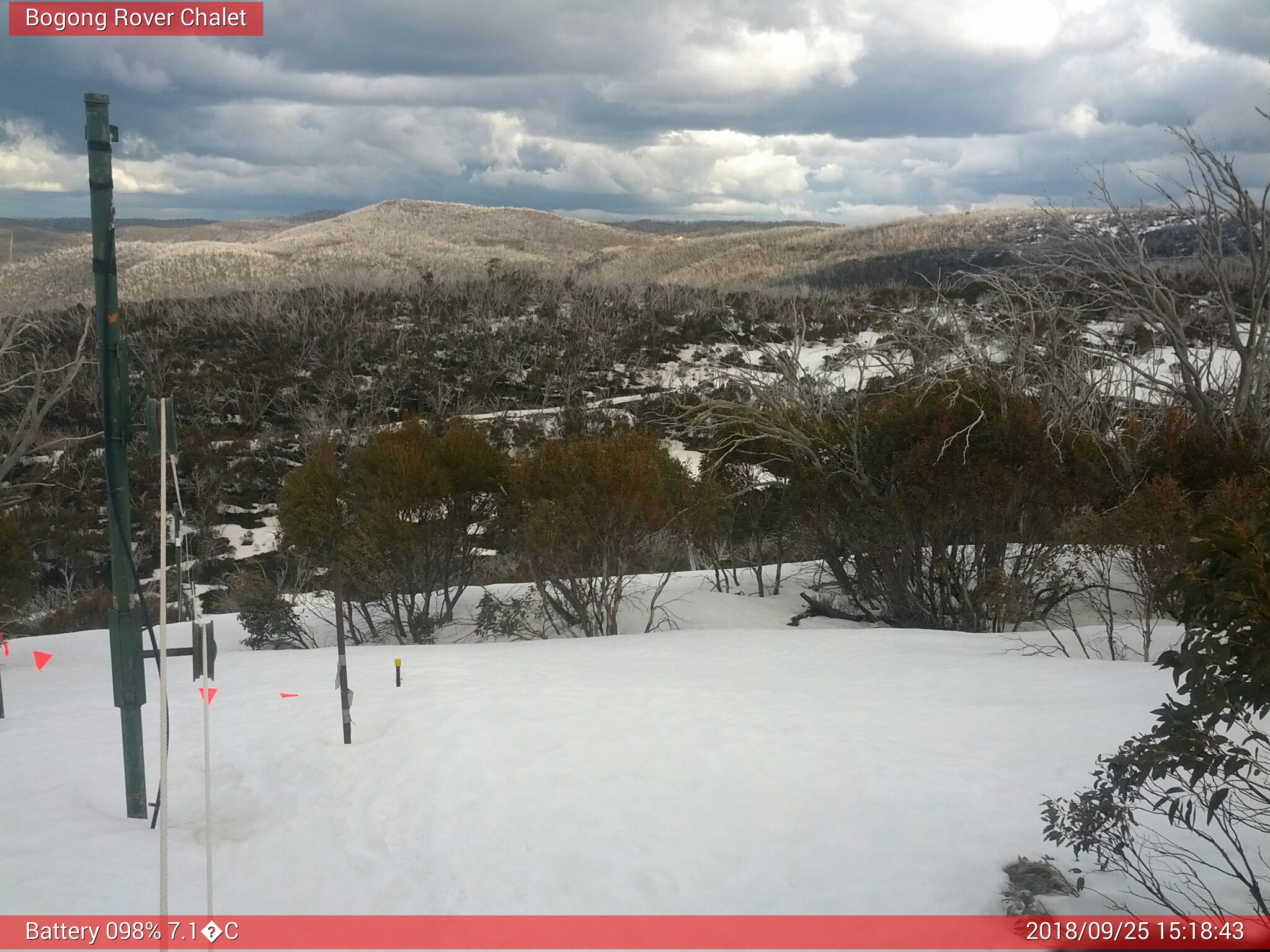 Bogong Web Cam 3:18pm Tuesday 25th of September 2018