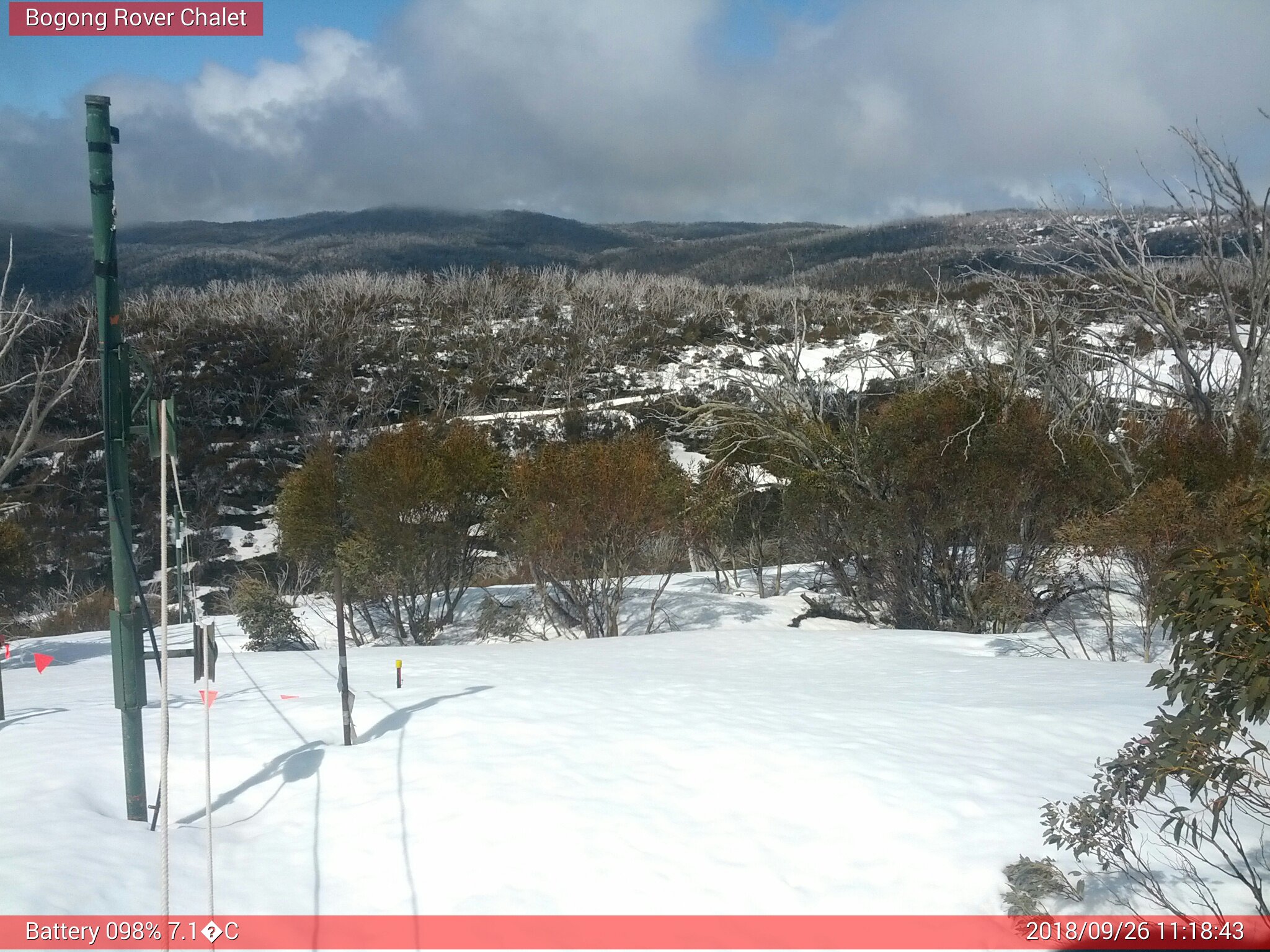 Bogong Web Cam 11:18am Wednesday 26th of September 2018