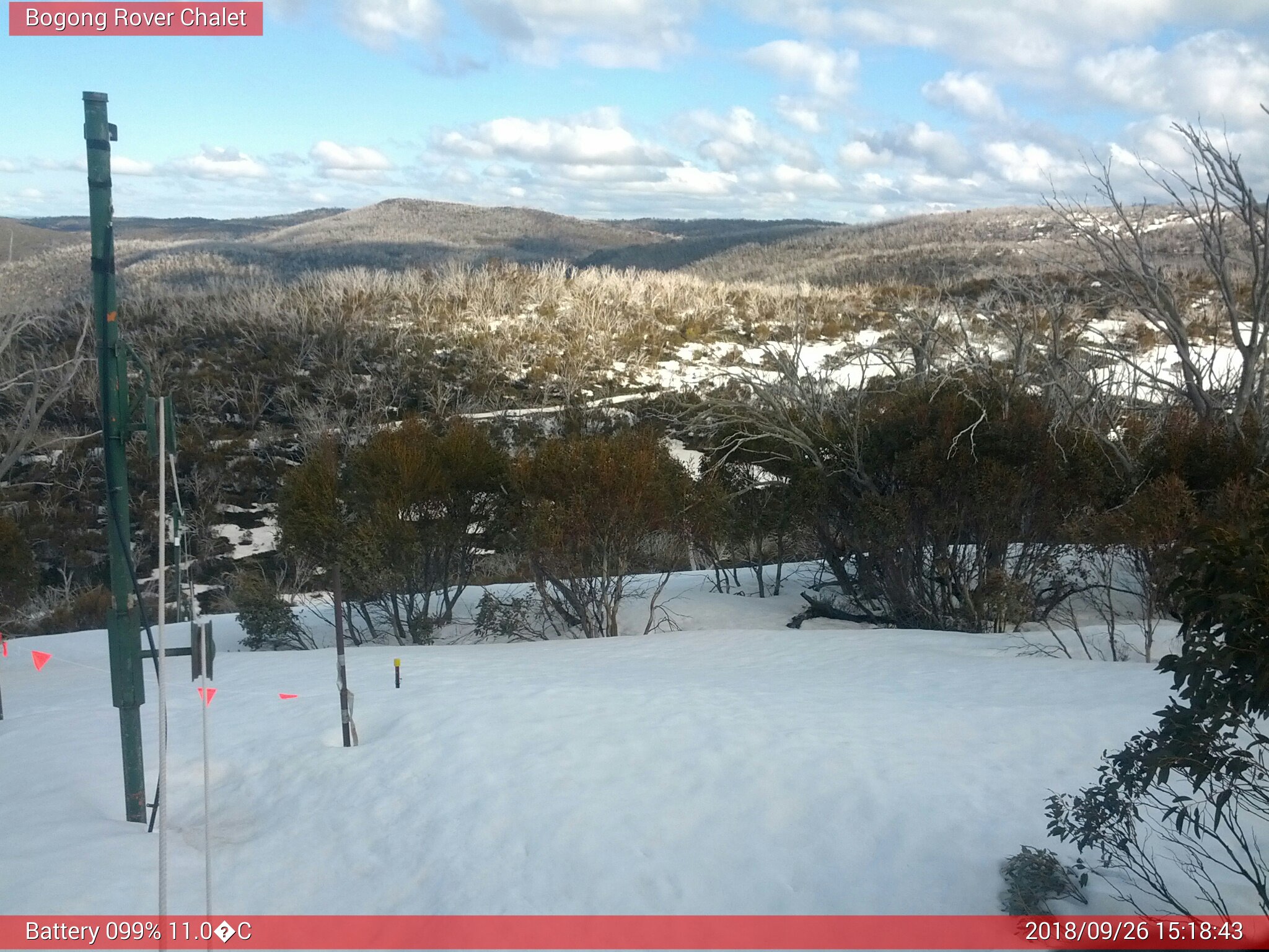 Bogong Web Cam 3:18pm Wednesday 26th of September 2018