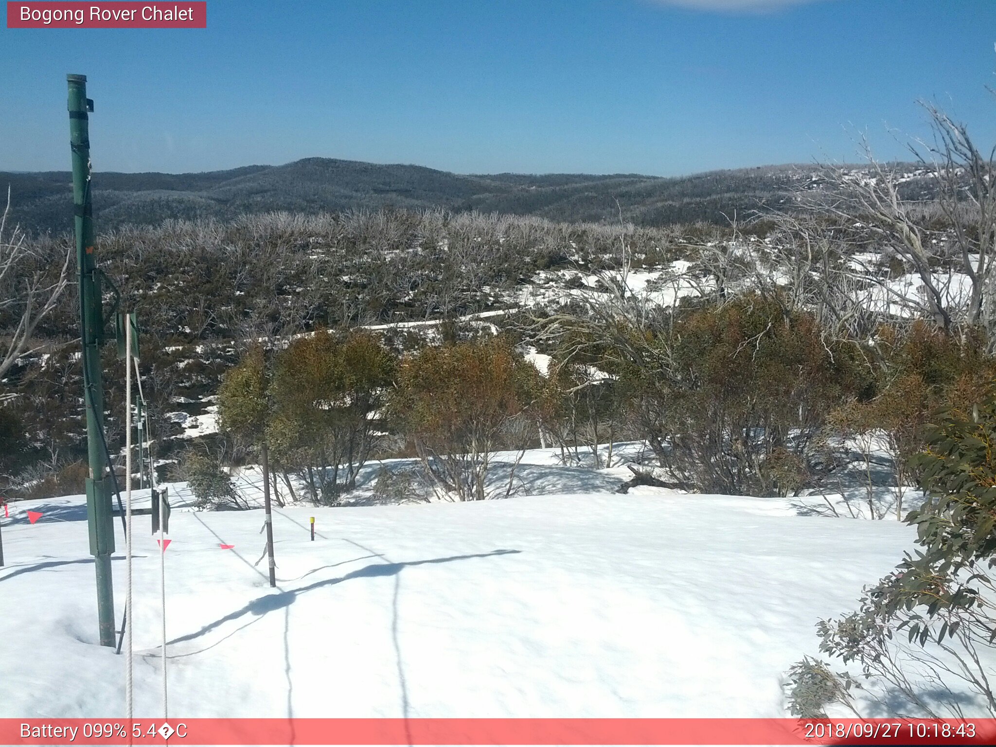 Bogong Web Cam 10:18am Thursday 27th of September 2018