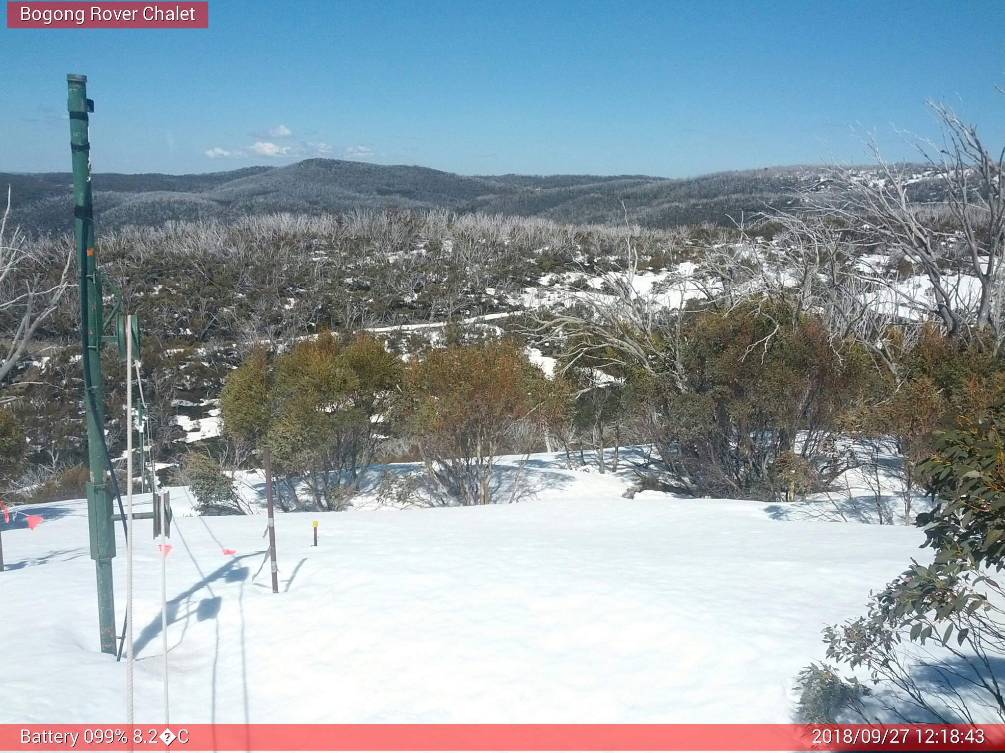 Bogong Web Cam 12:18pm Thursday 27th of September 2018