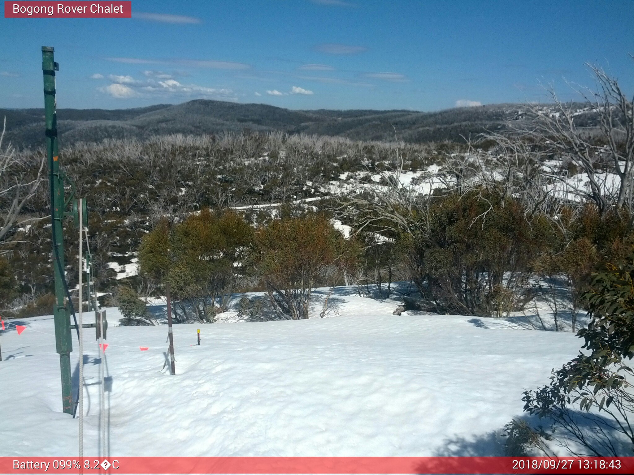 Bogong Web Cam 1:18pm Thursday 27th of September 2018