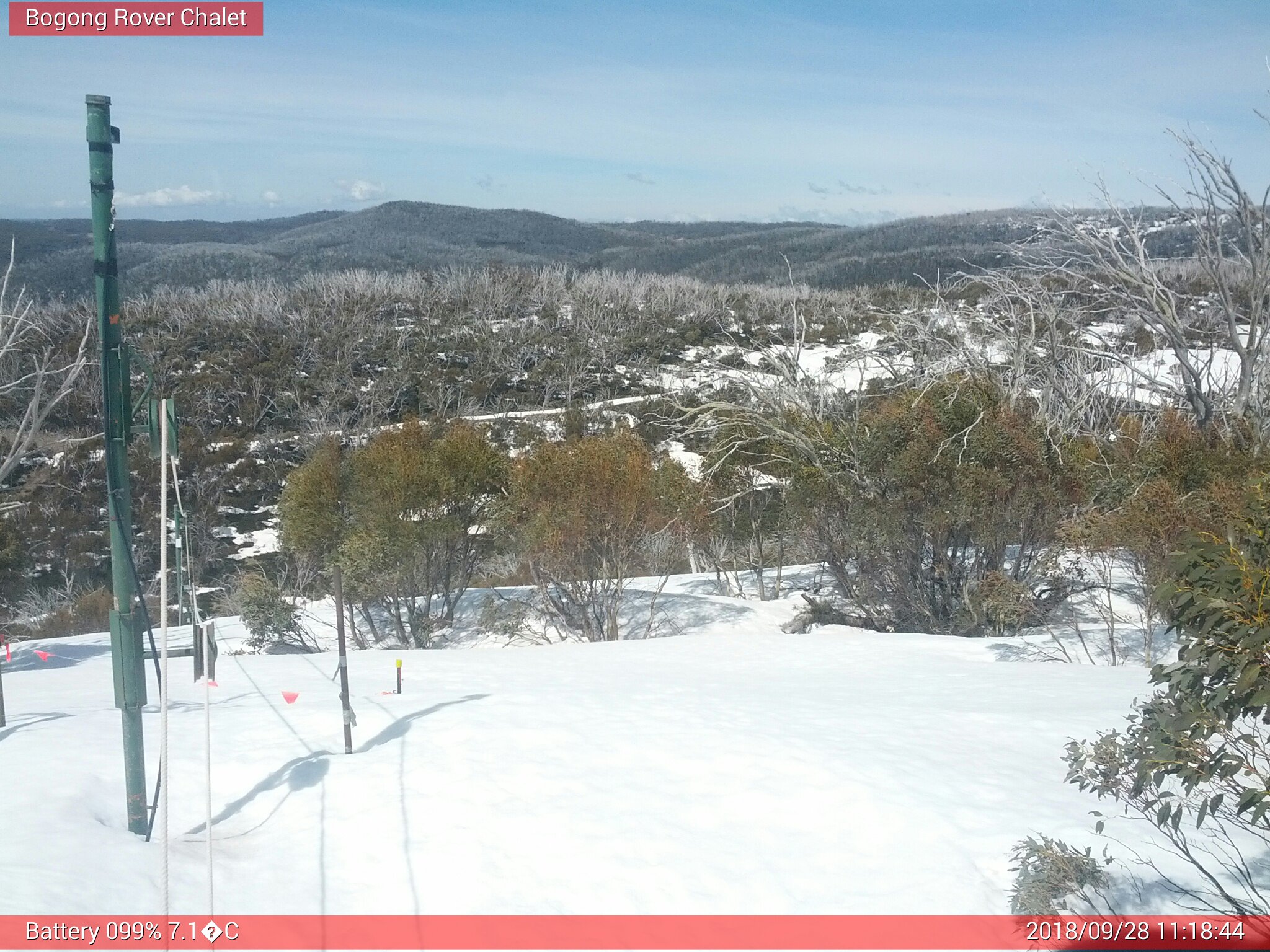 Bogong Web Cam 11:18am Friday 28th of September 2018