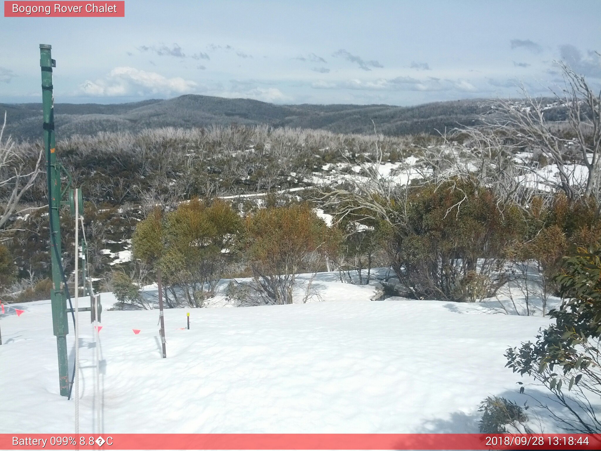 Bogong Web Cam 1:18pm Friday 28th of September 2018