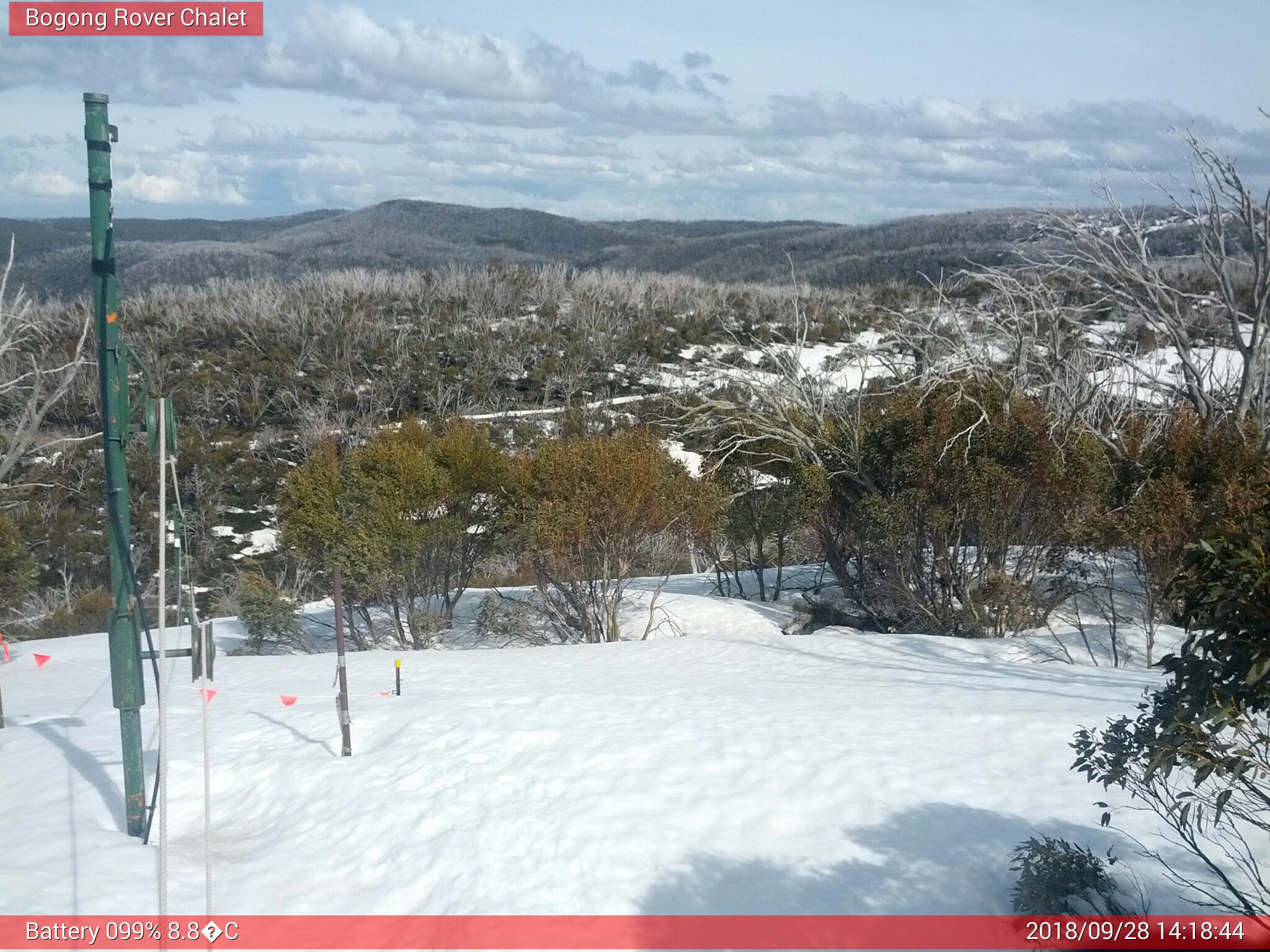 Bogong Web Cam 2:18pm Friday 28th of September 2018