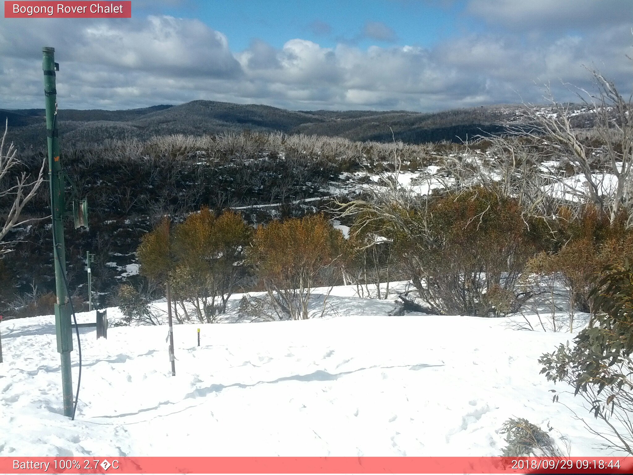 Bogong Web Cam 9:18am Saturday 29th of September 2018