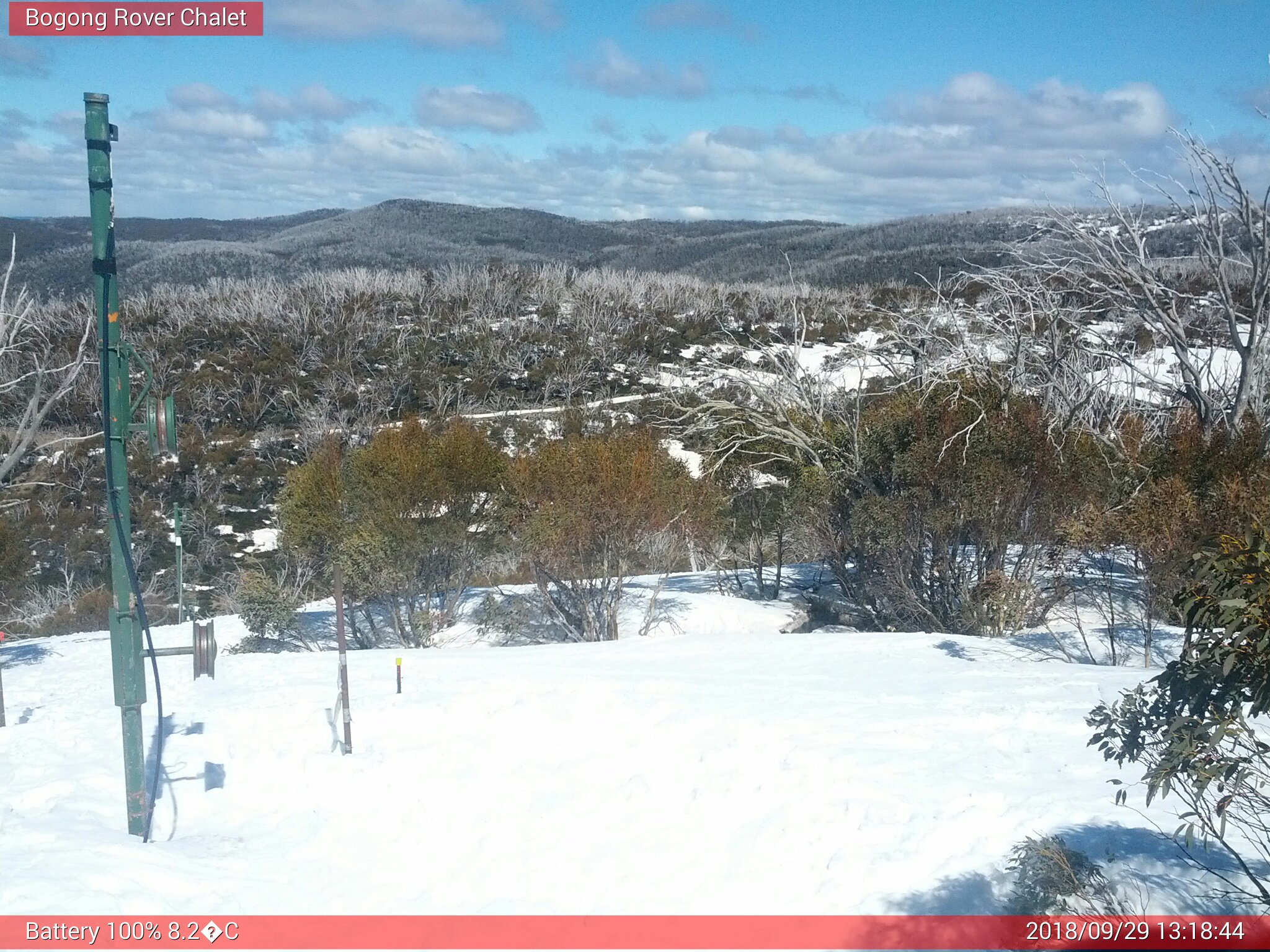 Bogong Web Cam 1:18pm Saturday 29th of September 2018