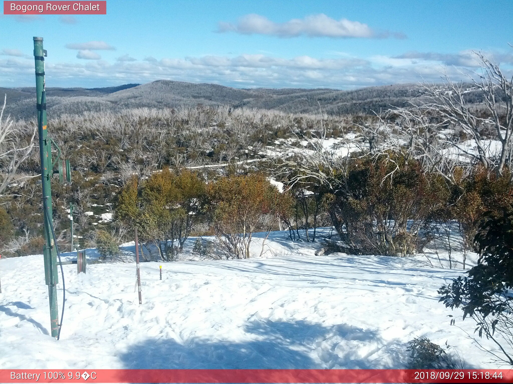 Bogong Web Cam 3:18pm Saturday 29th of September 2018