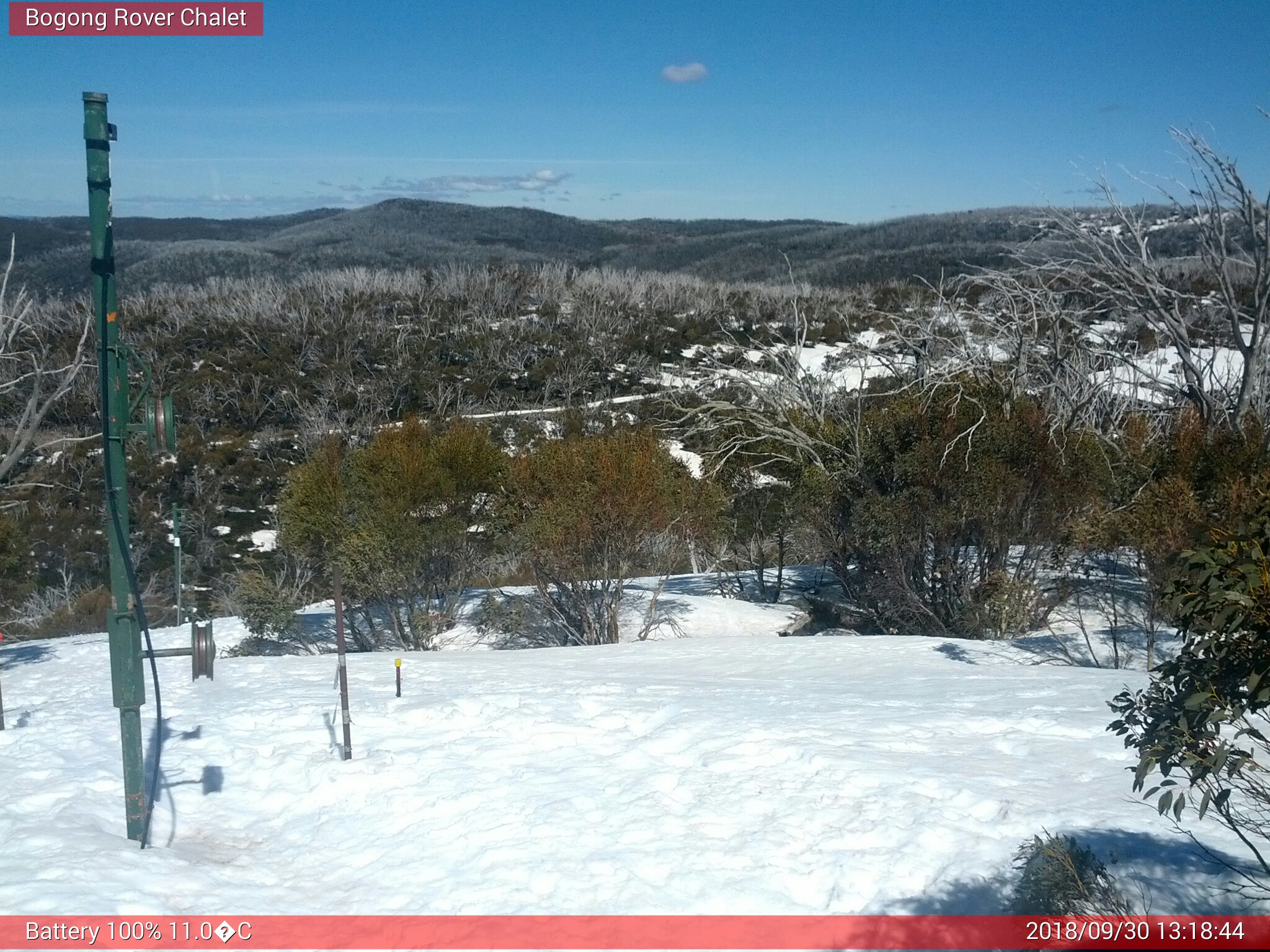 Bogong Web Cam 1:18pm Sunday 30th of September 2018