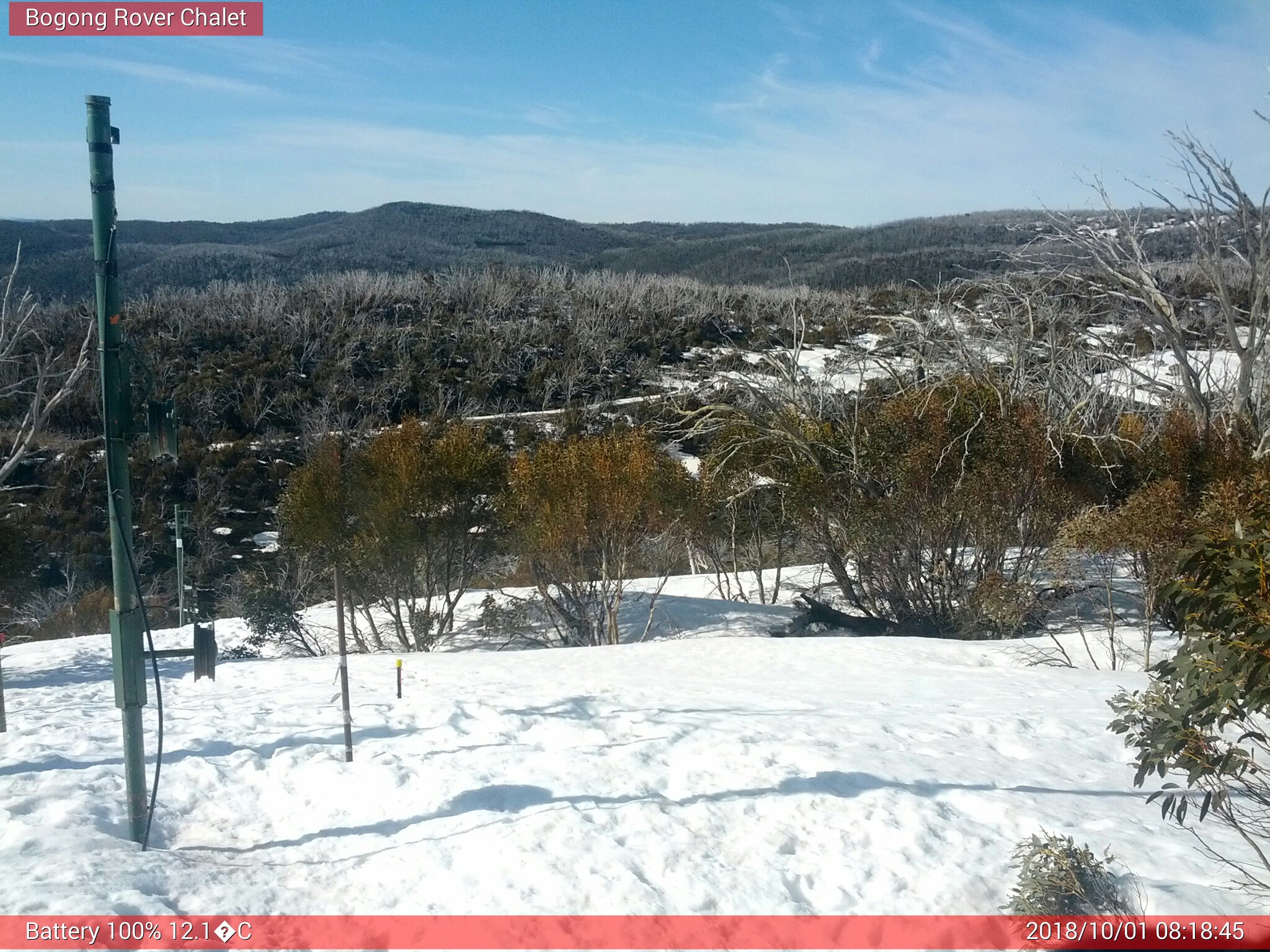 Bogong Web Cam 8:18am Monday 1st of October 2018