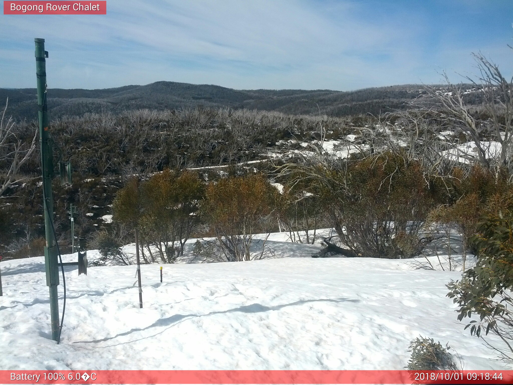 Bogong Web Cam 9:18am Monday 1st of October 2018