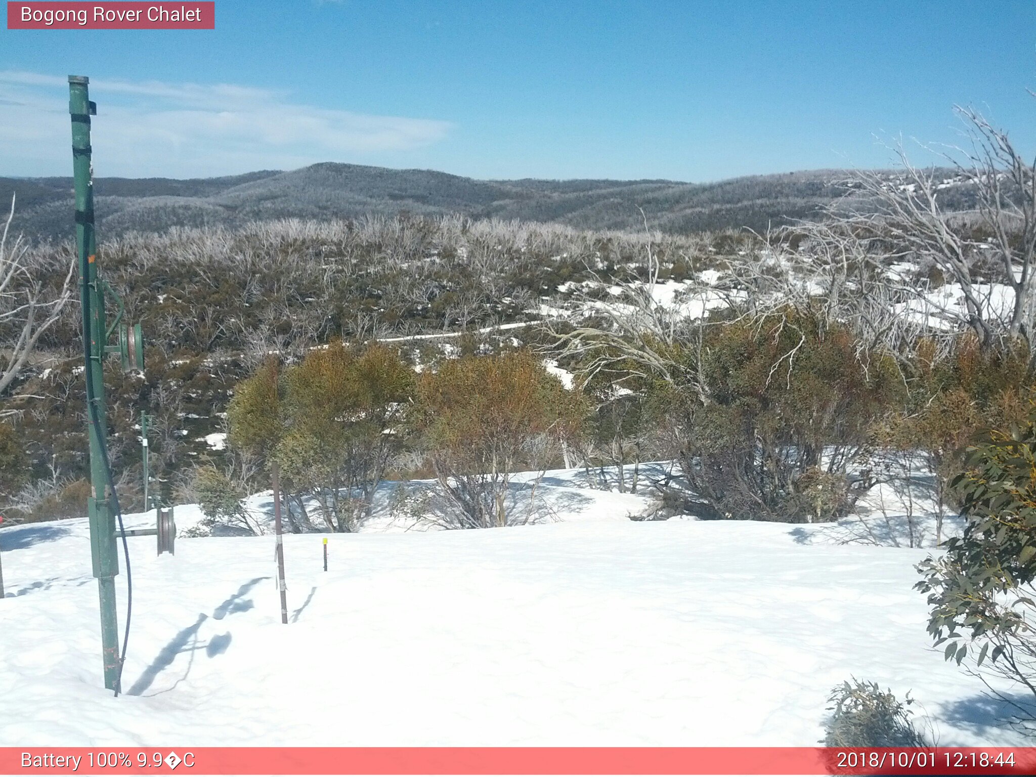 Bogong Web Cam 12:18pm Monday 1st of October 2018